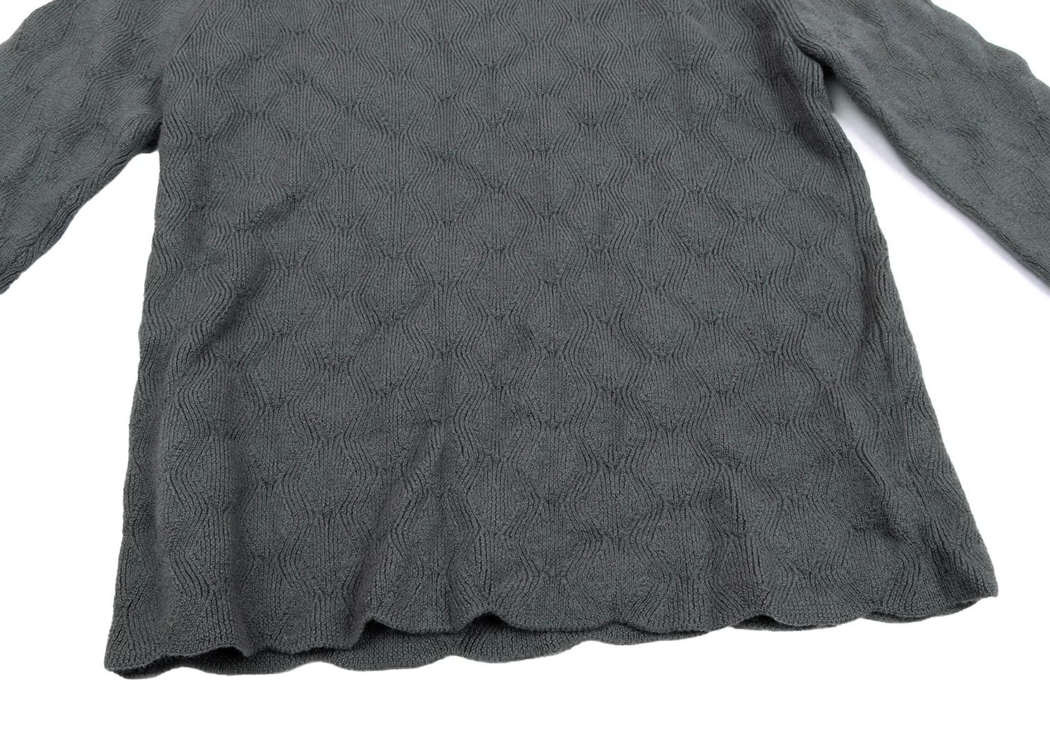 Comme des Garcons Homme Plus Wool Zigzag Knit Turtleneck Sweater in Gray Size M Size US M / EU 48-50 / 2 - 7 Thumbnail