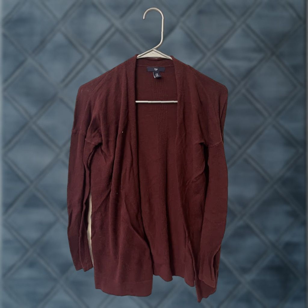 Gap VINTAGE Gap Cardigan Cotton Open Front Short Sleeve Women's Size XS Maroon Solid Size XS / US 0-2 / IT 36-38 - 1 Thumbnail