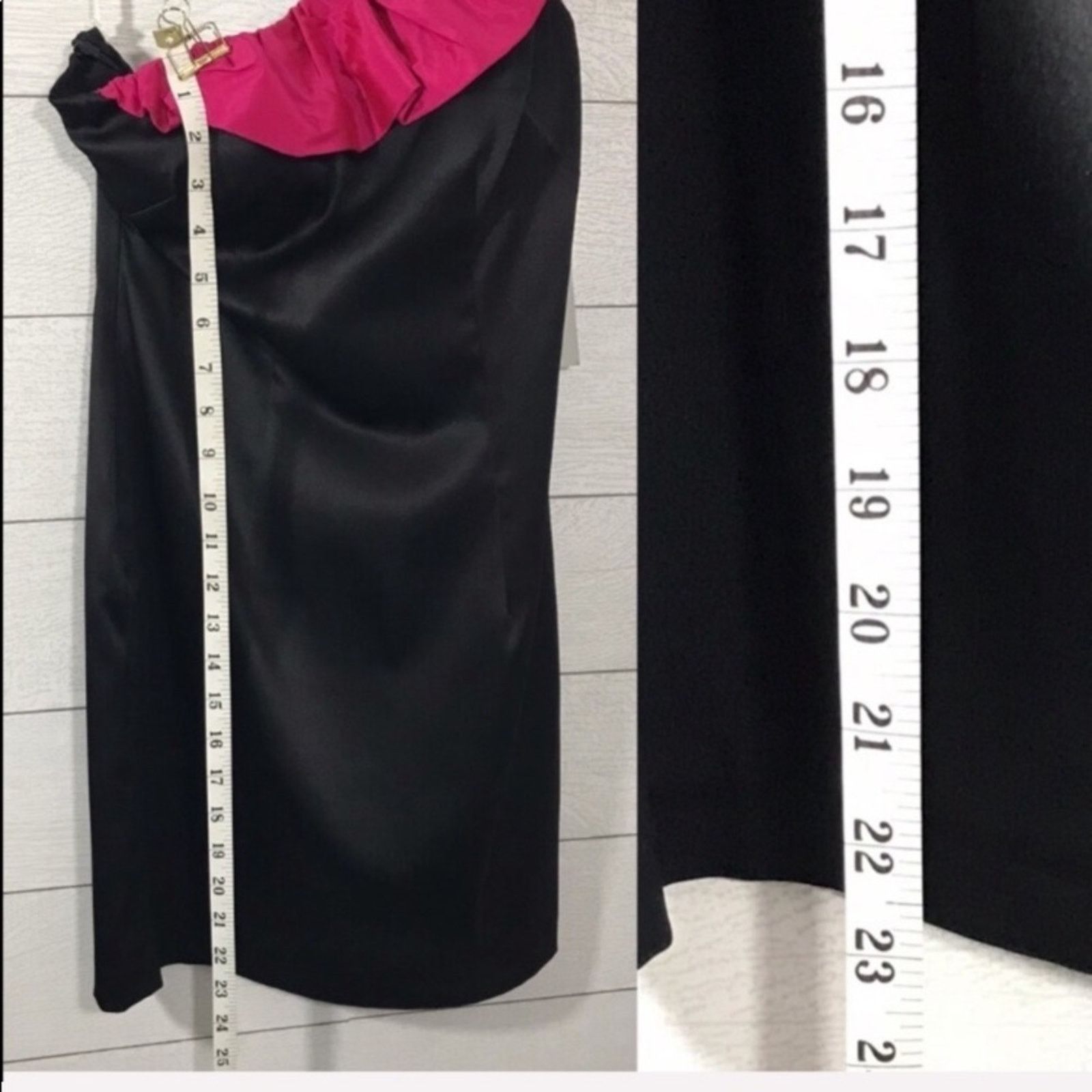 Other Aidan Mattox Ruffled One Shoulder Black & Pink Mini Dress Size XS / US 0-2 / IT 36-38 - 6 Thumbnail