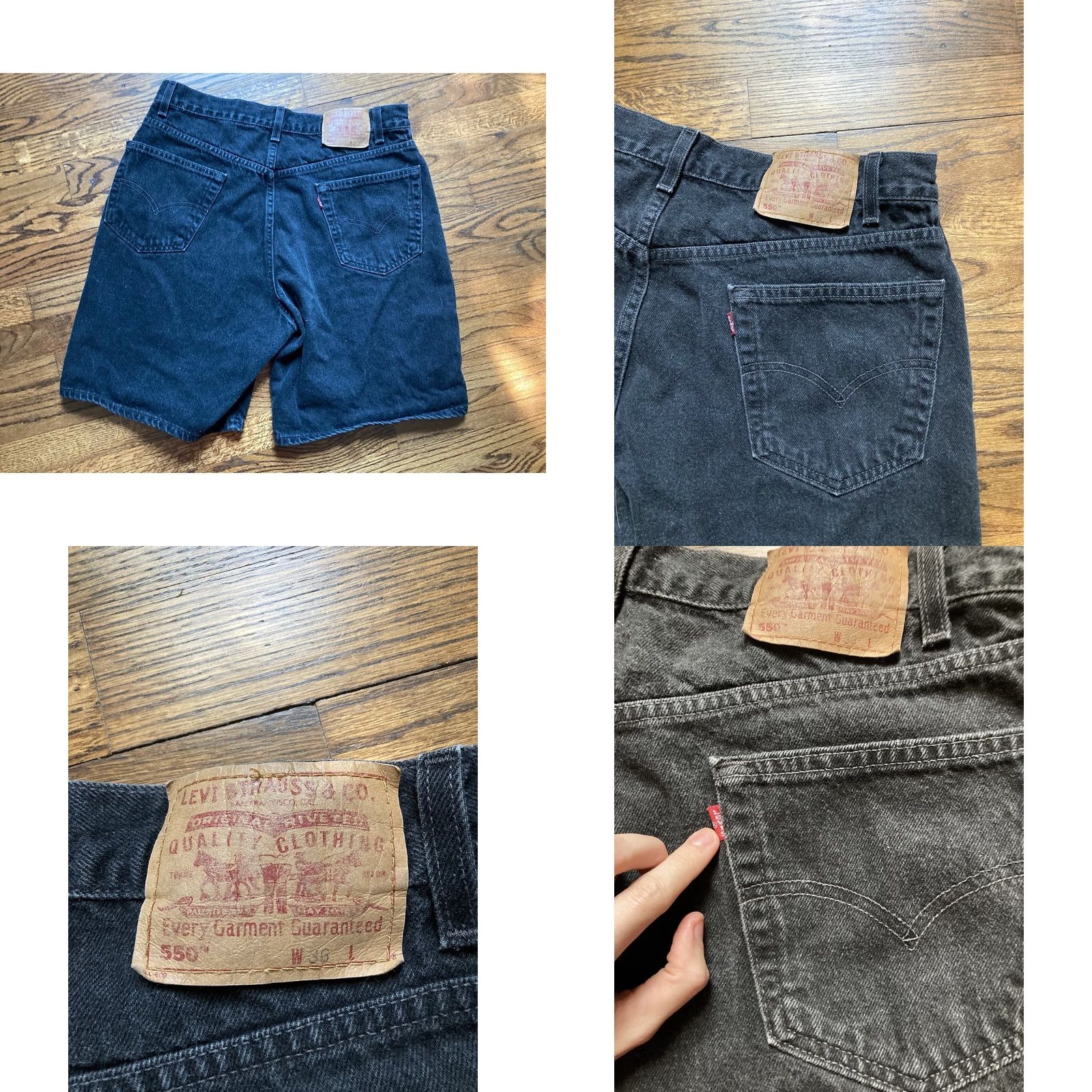 Levi's VINTAGE Levi's Bermuda Shorts 550 Denim Black 90s Grunge Mens 36 Relaxed Fit 1998 Size US 36 / EU 52 - 8 Thumbnail