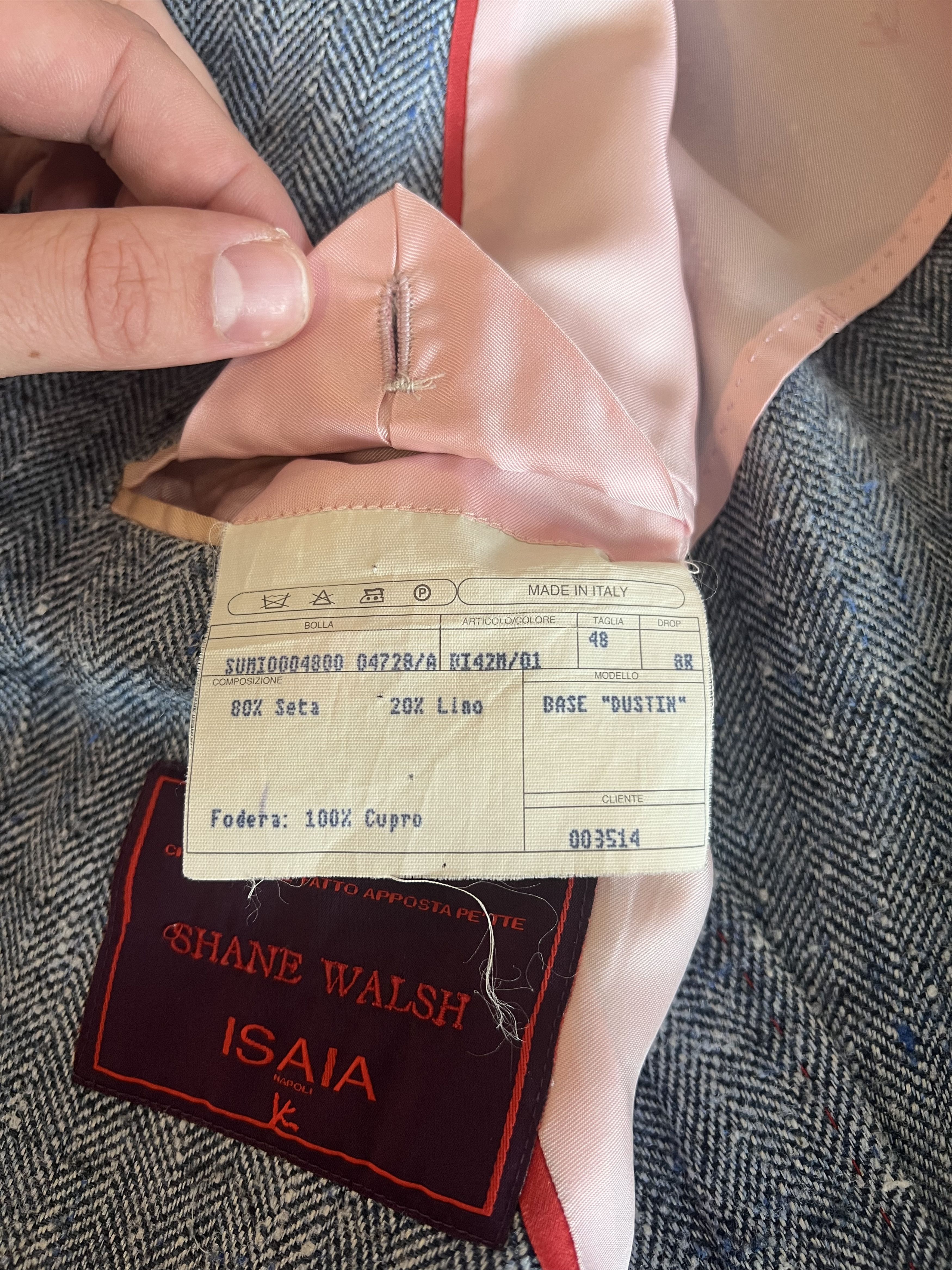 Isaia ISAIA Gray Silk Linen Herringbone Blazer 38R US Jacket Size 38R - 4 Thumbnail