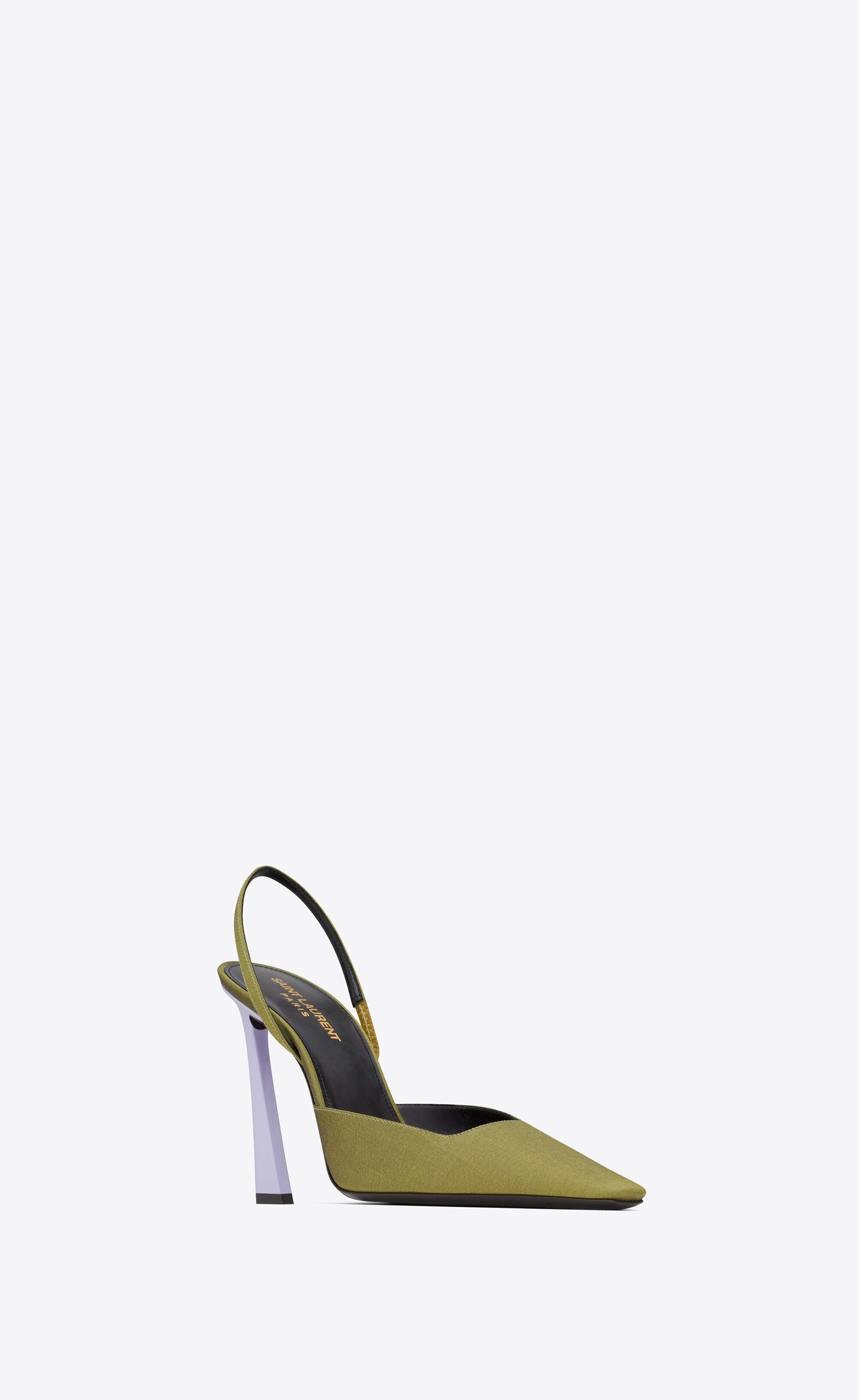 Saint Laurent Paris o1s1wg111224 Blade Slingback Pumps Shantung Patent Leather Size US 8 / IT 38 - 3 Thumbnail