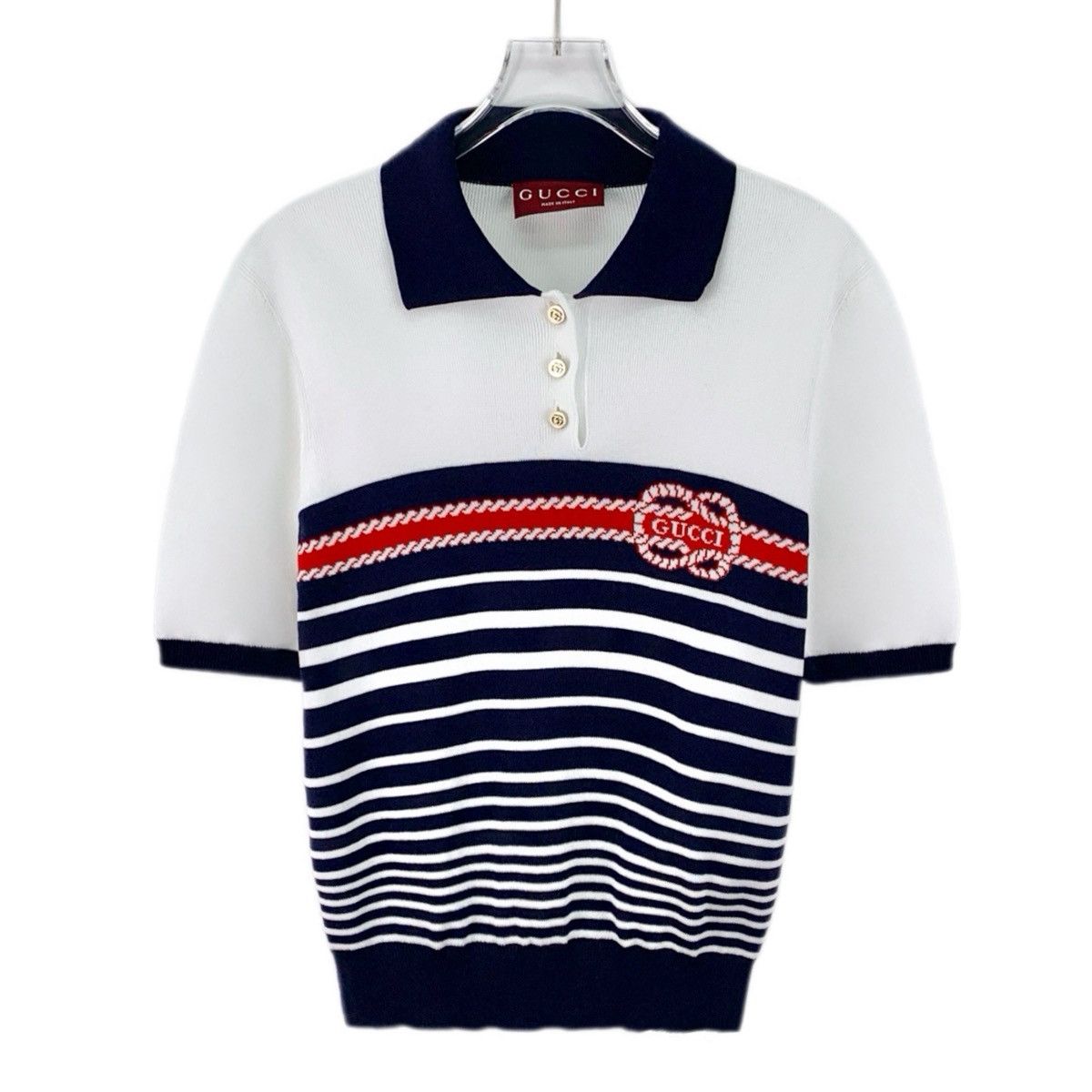 Gucci Gucci Striped Short Sleeve Knit Polo Shirt K26WX Size S / US 4 / IT 40 - 1 Thumbnail