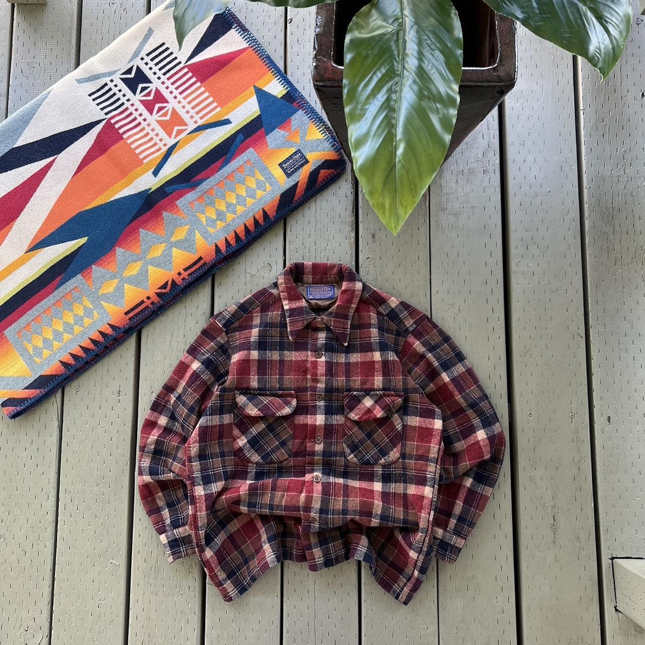Pendleton × Vintage Vintage 80's Pendleton Flannel Wool Shadow Plaid Flap Pocket Size US L / EU 52-54 / 3 - 2 Thumbnail