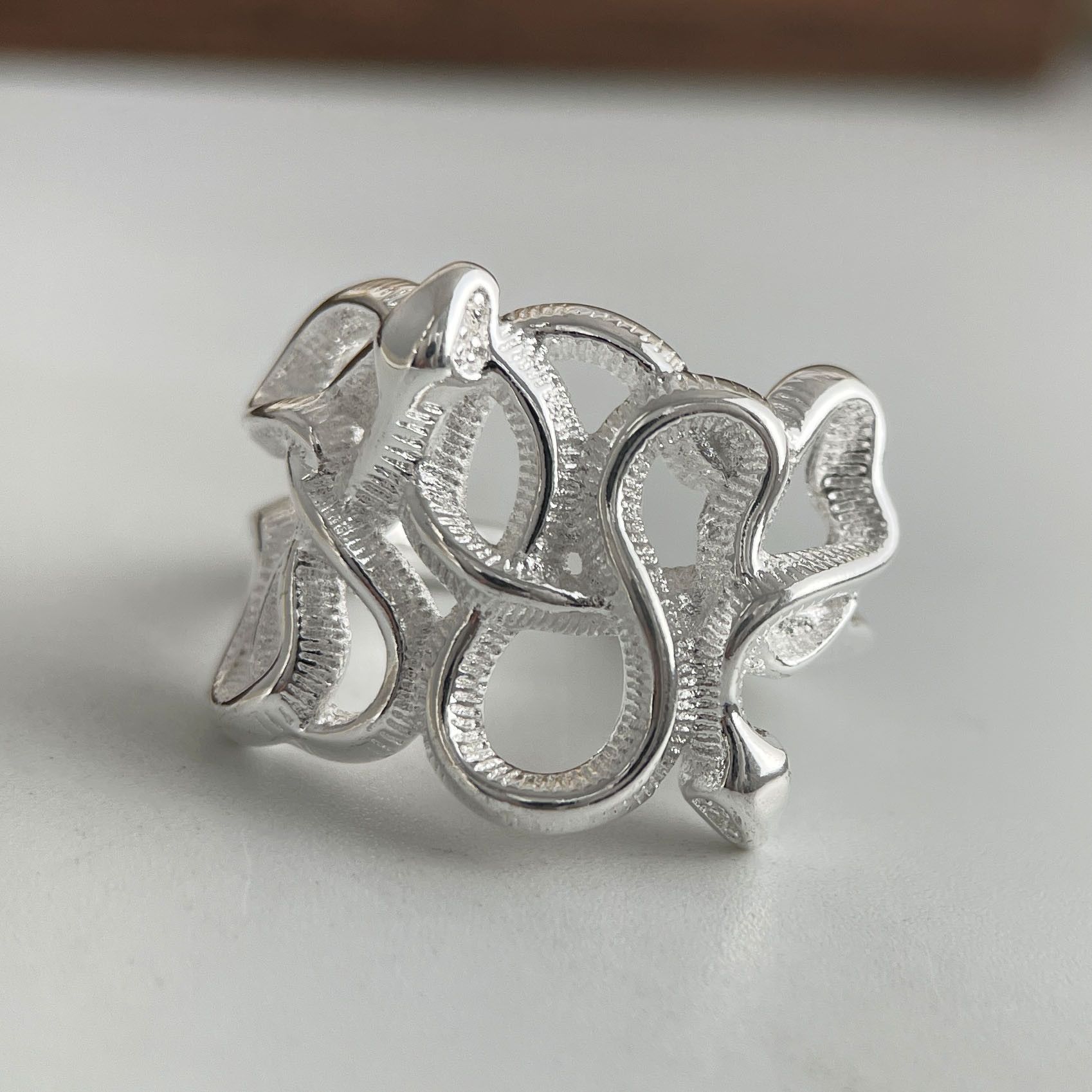 Jewelry × Sterling Silver Resizable 925 Sterling Silver Snake Web Minimalist Ring Size ONE SIZE - 1 Thumbnail