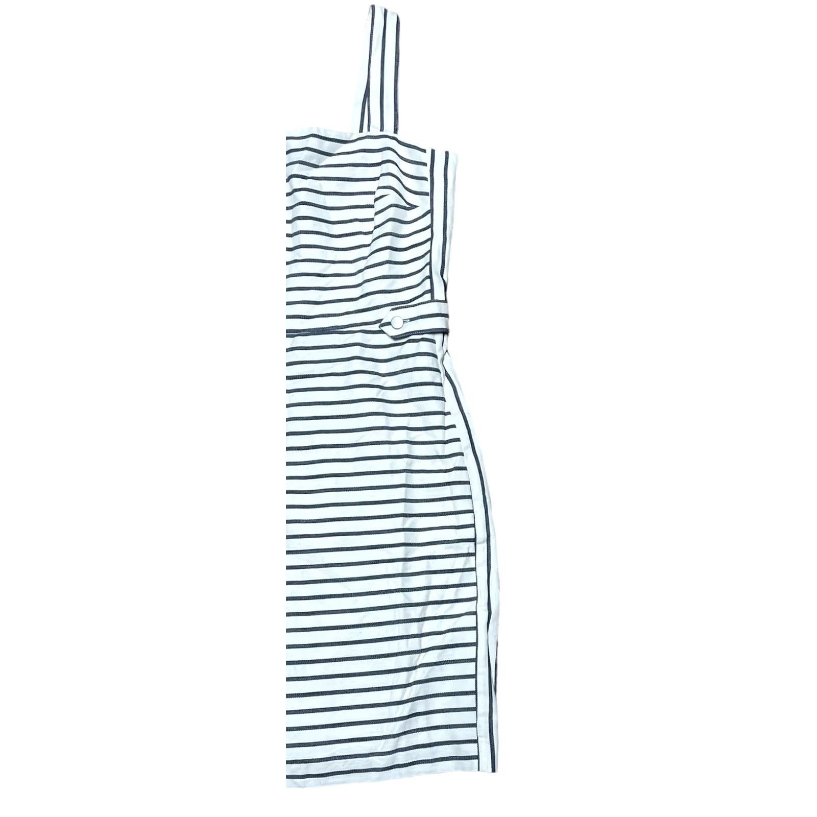 Banana Republic Banana Republic Women’s Striped Pencil Dress Size 4 Navy White Summer Halter Sleeveless Knee Length Size S / US 4 / IT 40 - 3 Thumbnail