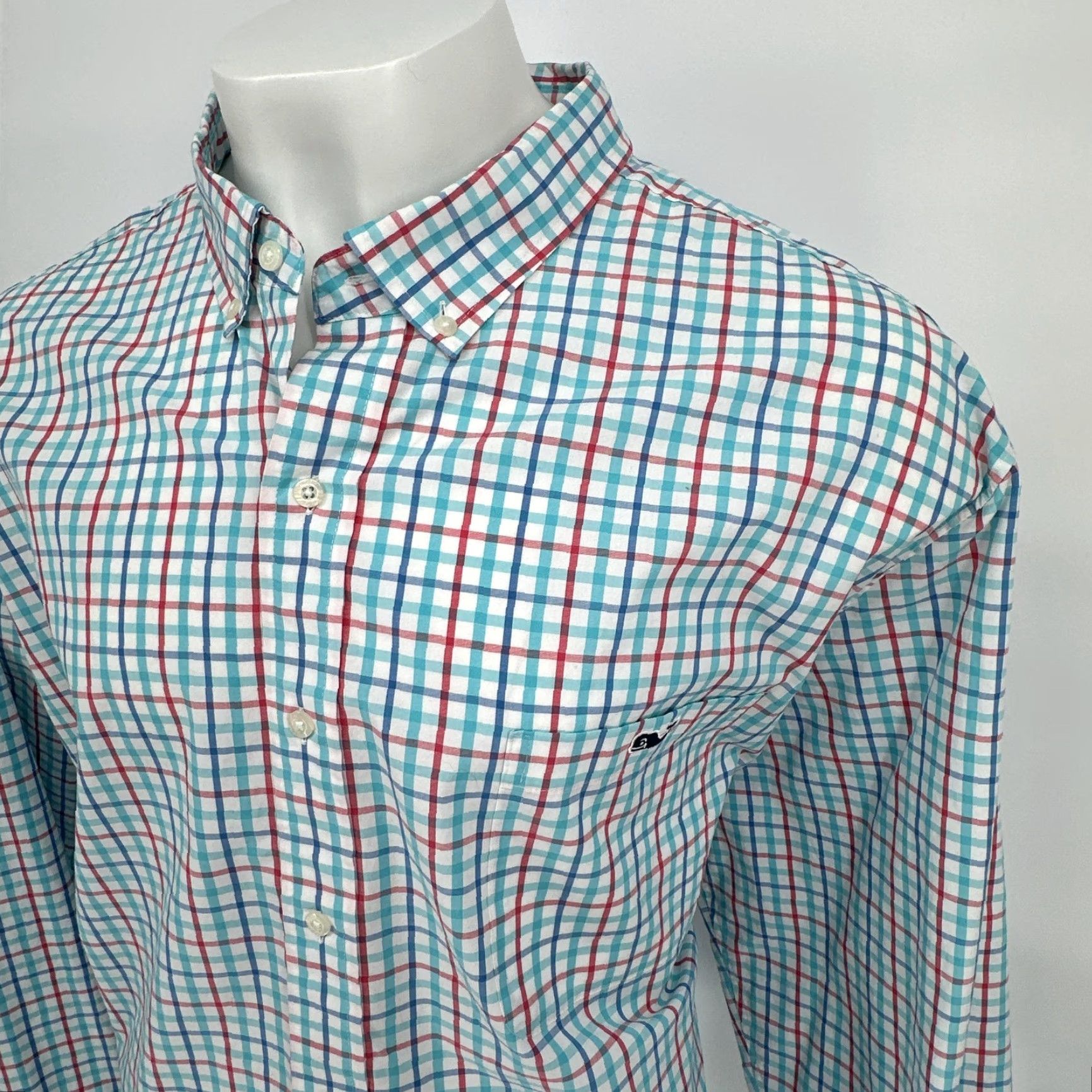 Vineyard Vines Vineyard Vines Shirt Mens Big 4X Blue Check Stretch Long Sleeve Button Down Size US XXL / EU 58 / 5 - 2 Thumbnail