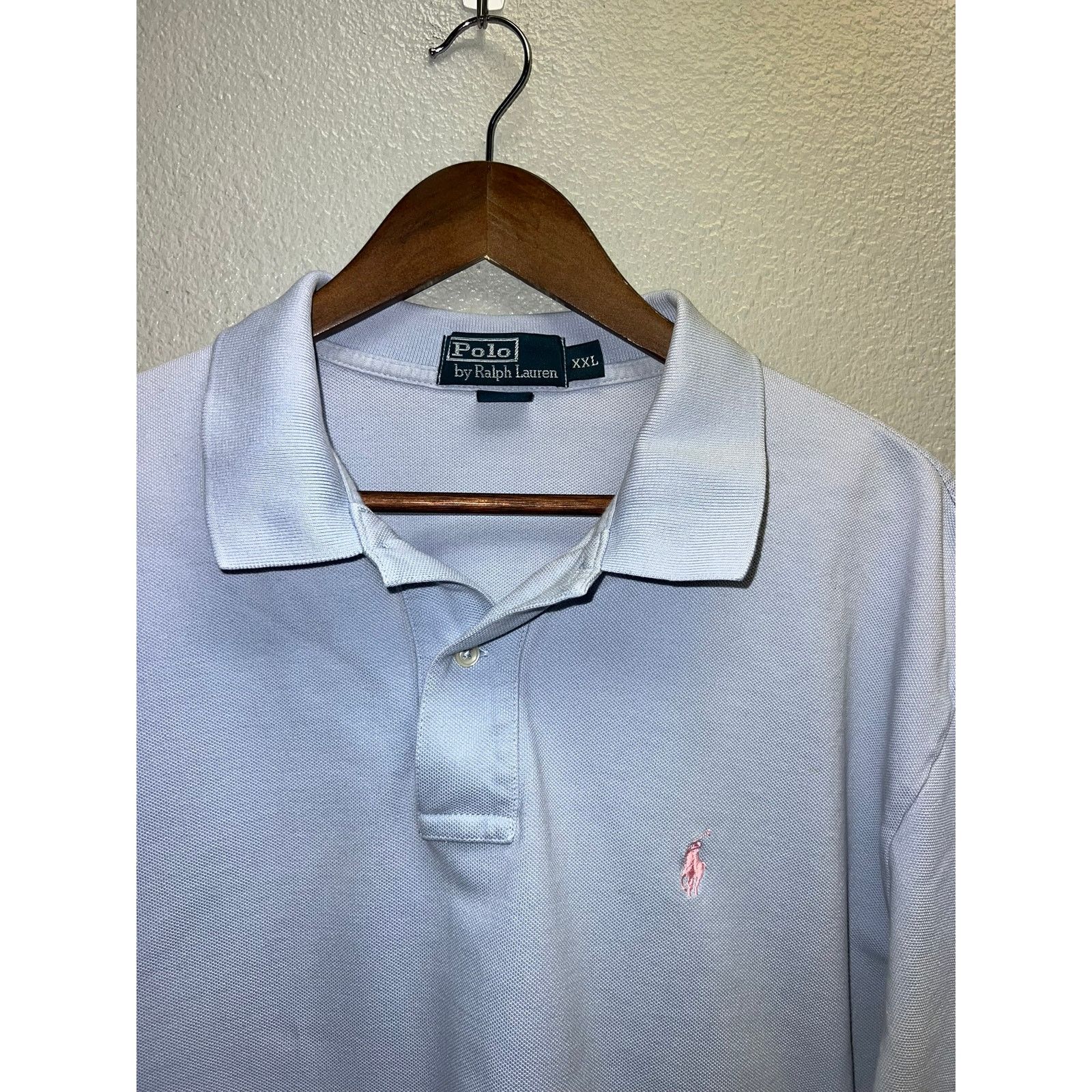 Vintage Polo Ralph Lauren Blue Polo Shirt Pink Pastel Office Top 2XL Size US XXL / EU 58 / 5 - 2 Thumbnail