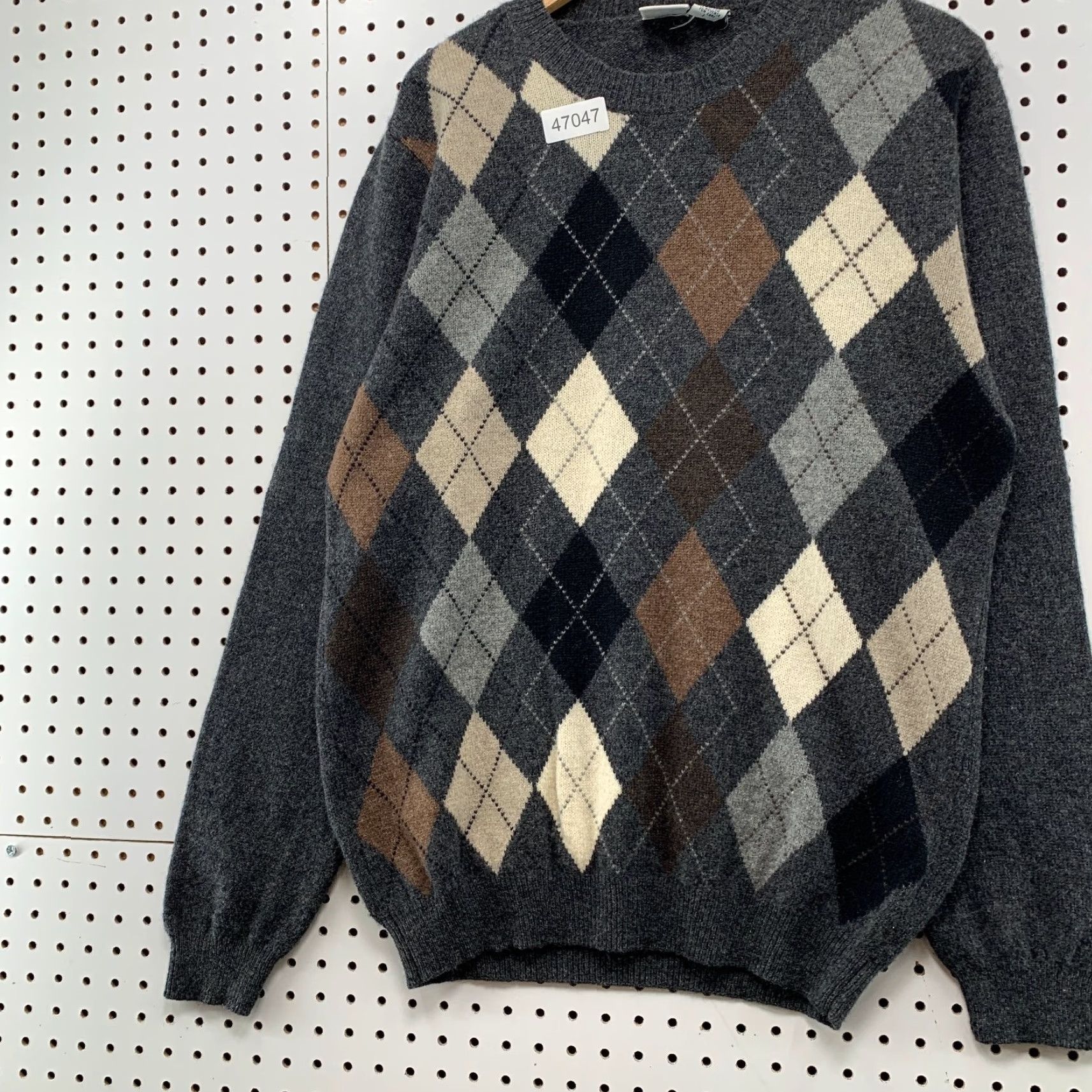 Vintage VINTAGE Field Gear Wool Argyle Sweater Mens L Gray Brown Lambswool Grandpa Dad Size US L / EU 52-54 / 3 - 5 Thumbnail