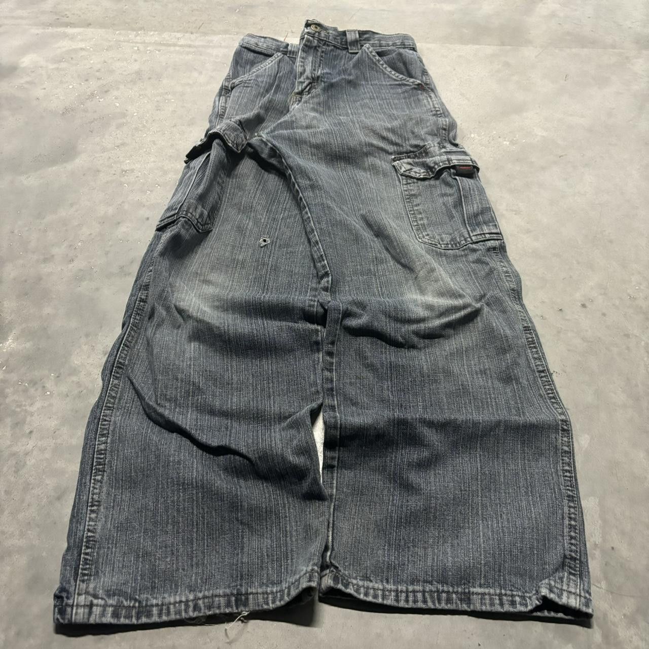 Japanese Brand × Vintage Crazy Vintage Y2K/2000s Grunge Dark Wash Skater Cargo Denim Jeans! Size US 27 - 3 Thumbnail