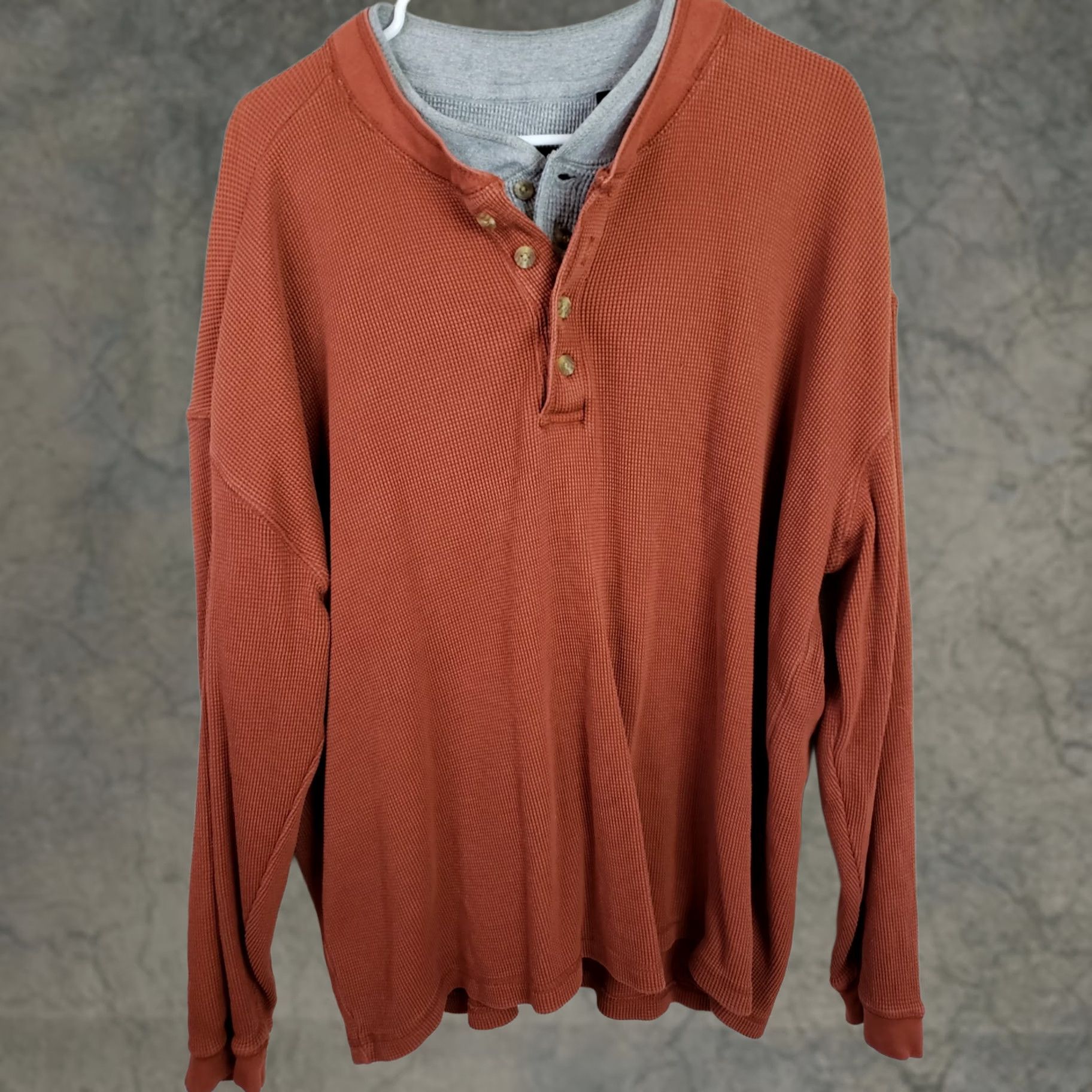 Vintage Wolverine Henley LS Shirt Mens XL Orange Gray Thermal Waffle Knit 2-in-1 Look 2 Shirts Size US XL / EU 56 / 4 - 1 Thumbnail