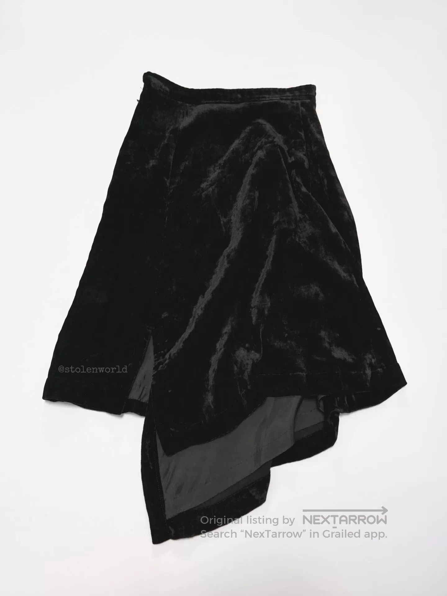 Comme des Garcons black velvet irregular hem skirt. Size 22" - 6 Thumbnail