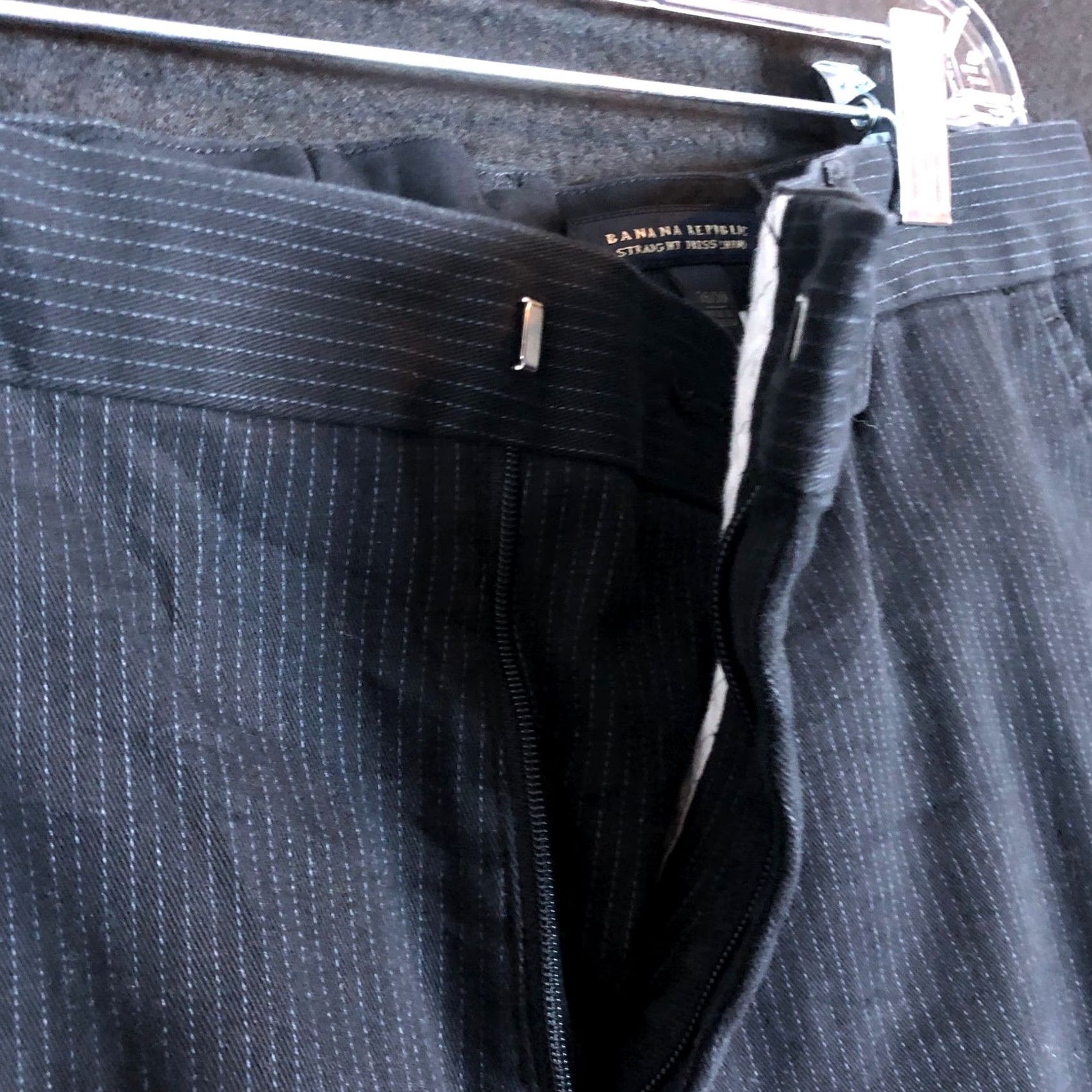 Banana Republic Banana Republic Mens Pants Black Pinstriped Chino Straight Leg Stretch 36x30 Size US 36 / EU 52 - 4 Thumbnail