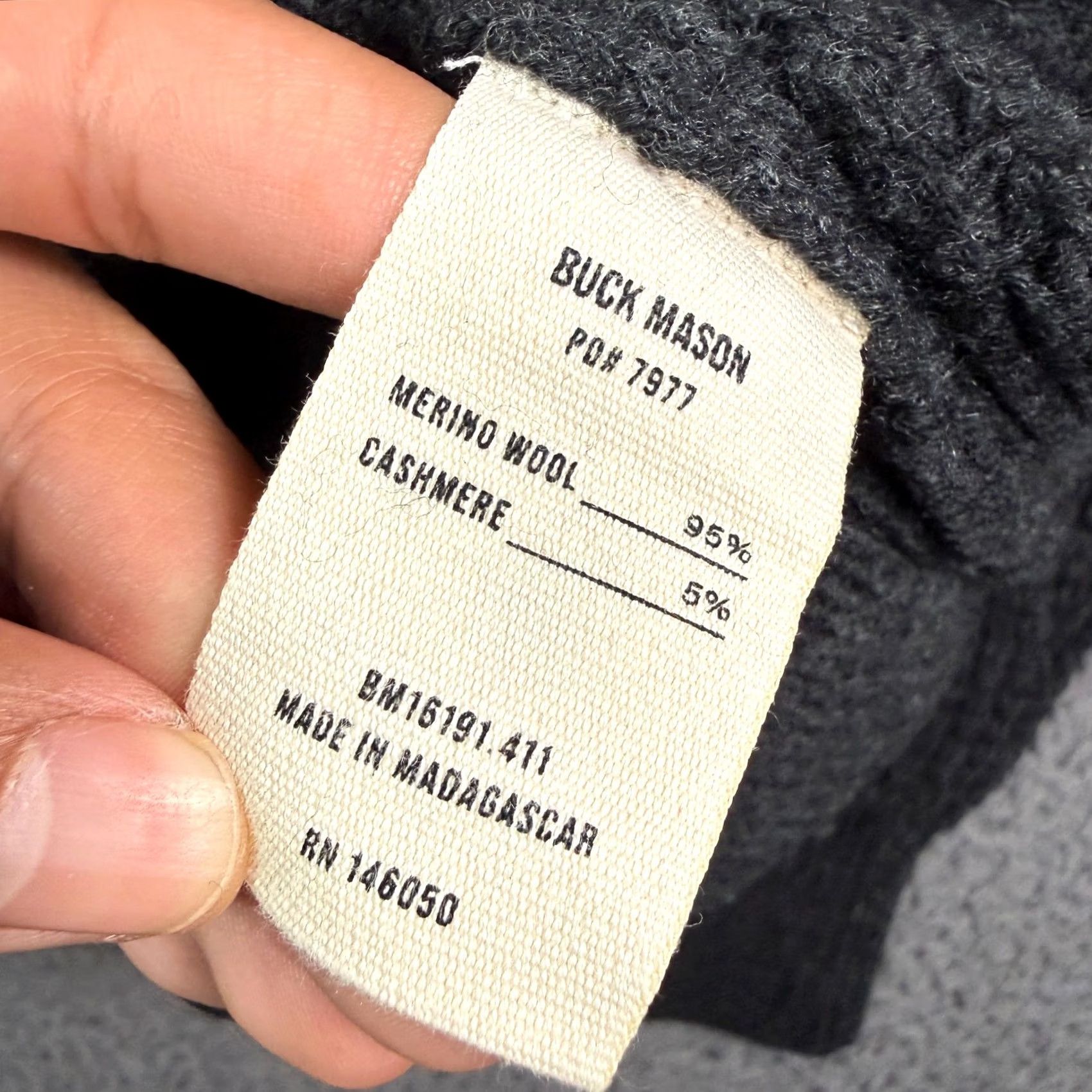 Buck Mason Buck Mason Mens Small Gray Herdsman Crew Sweater Merino Wool Cashmere Blend Size US S / EU 44-46 / 1 - 4 Thumbnail