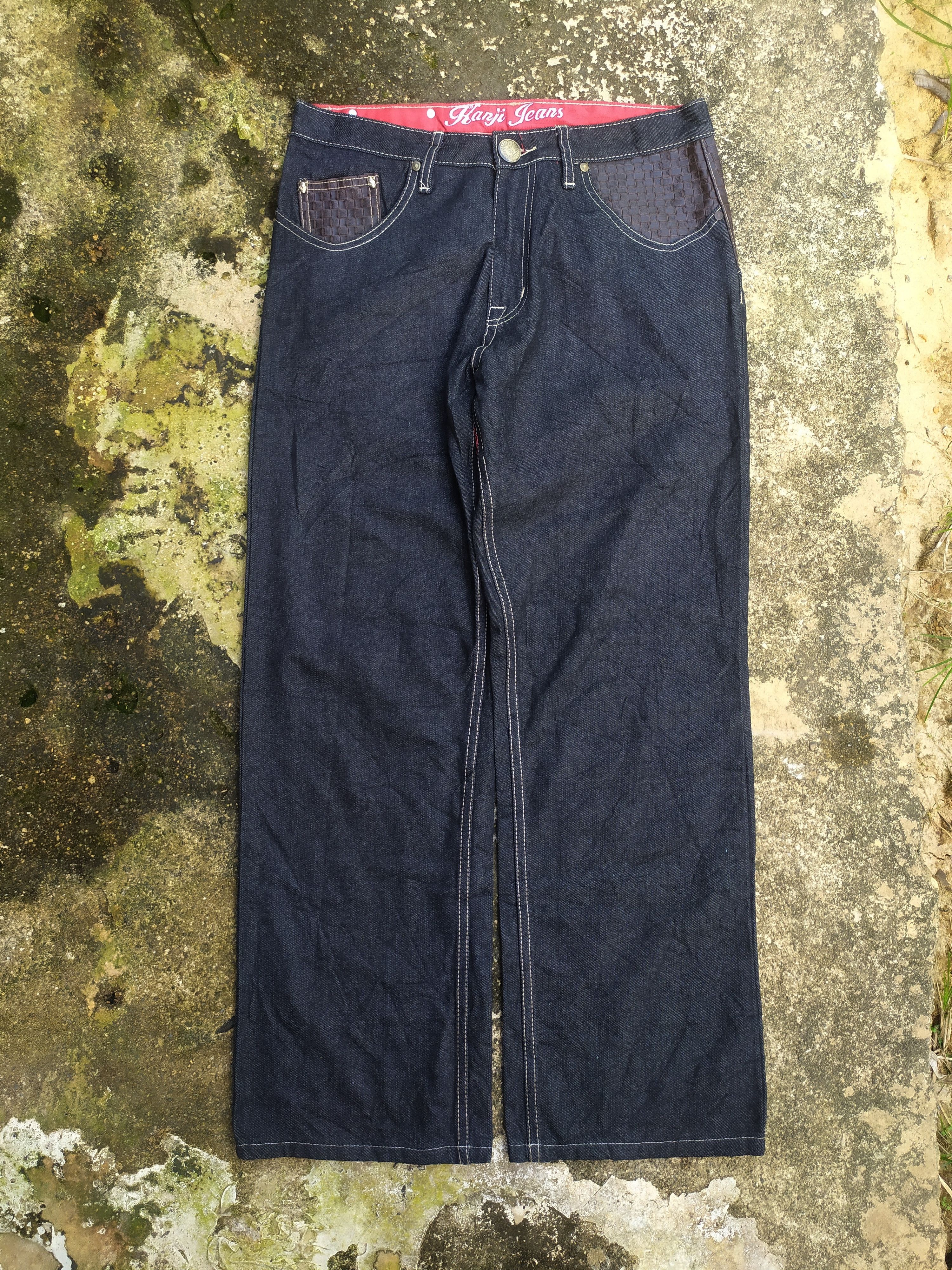 JNCO Kanji Jeans Baggy Leather Pocket Design Size US 34 / EU 50 - 3 Thumbnail