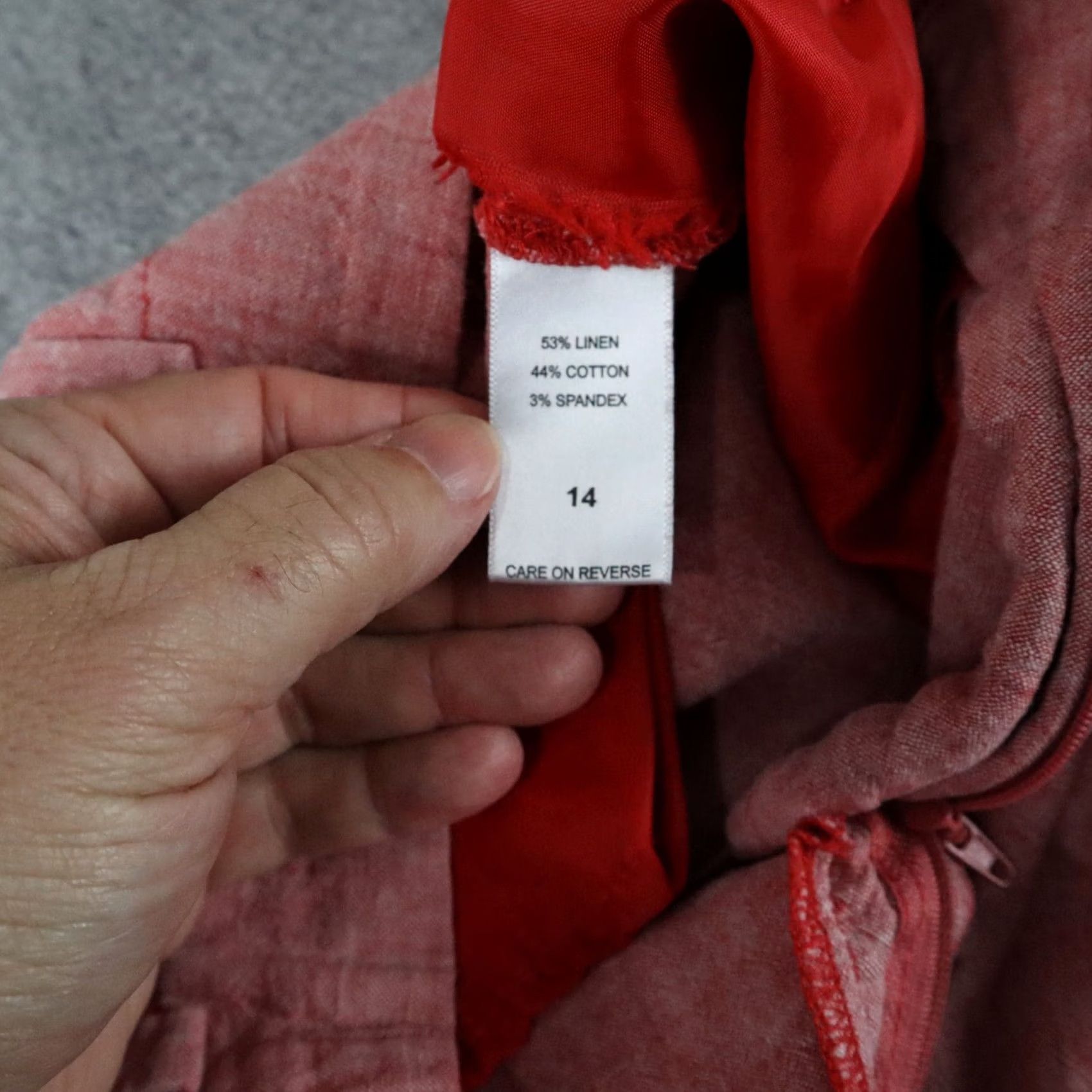 Vintage 7th Avenue NY & Co Pants Womens 14 Linen Blend Chino Slacks Flat Front Red Size 36" / US 14 / IT 50 - 3 Thumbnail