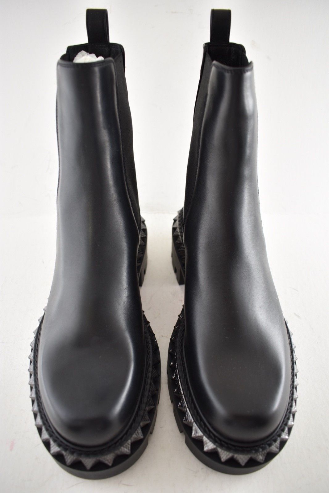 Christian Louboutin St Emilia Pyraclou Flat Black Calf Chelsea Lug Ankle Boot 37 Size US 7 / IT 37 - 9 Thumbnail