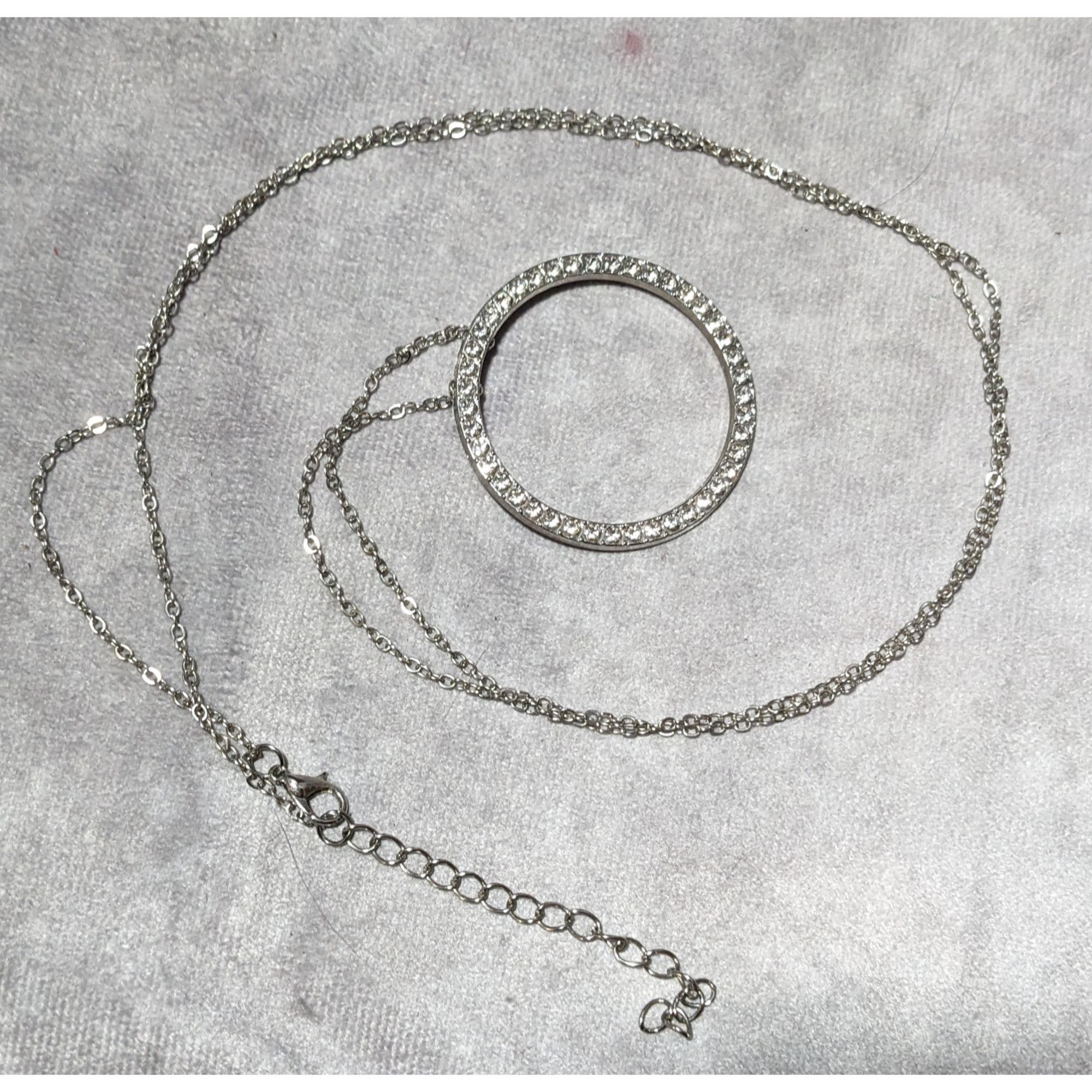 Other Silver Rhinestone Open Circle Pendant Necklace Size ONE SIZE - 9 Thumbnail