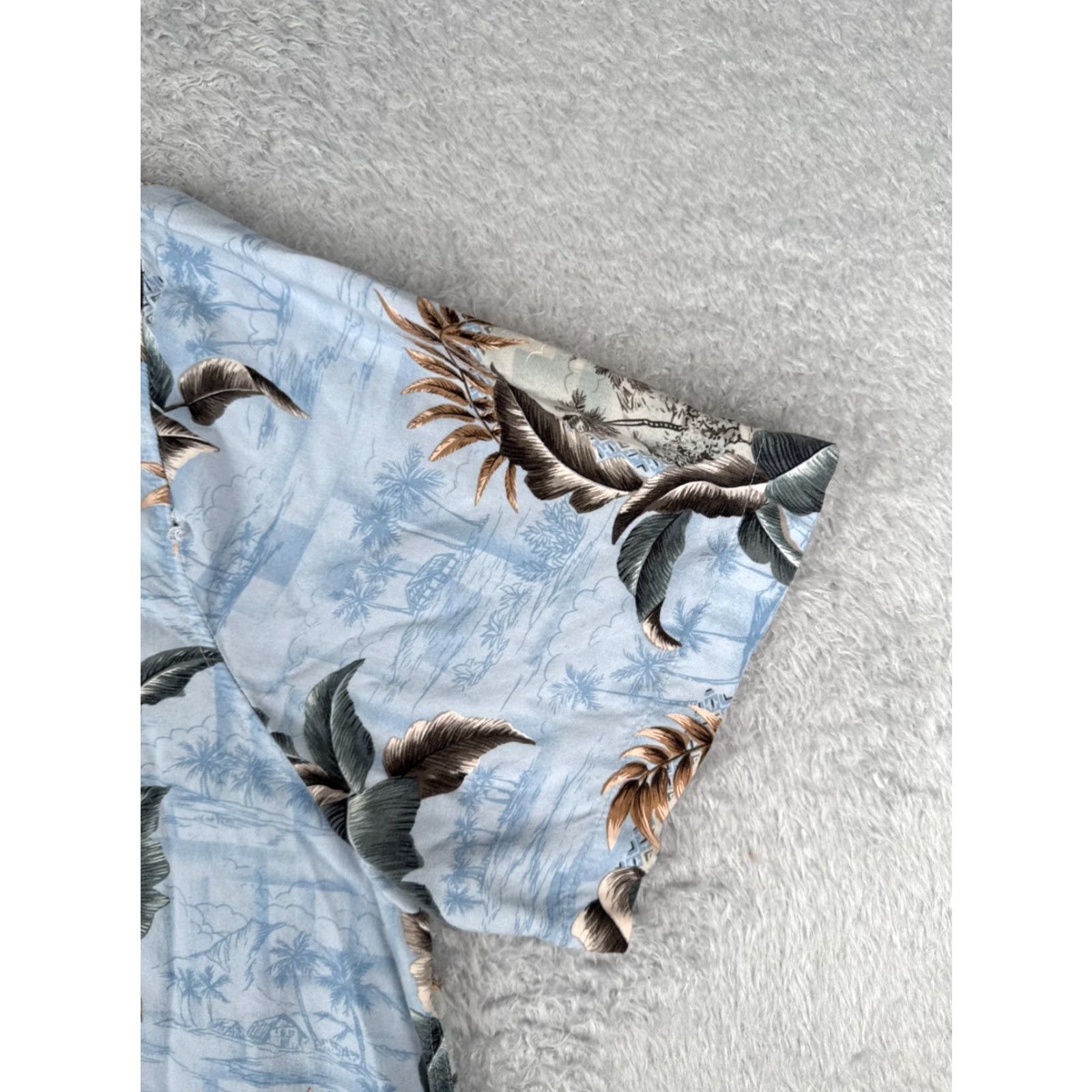 Vintage Batik Bay Shirt Adult 2XL XXL Blue Hut Palm Floral Leaf Hawaiian 100% Rayon Size US XXL / EU 58 / 5 - 4 Thumbnail