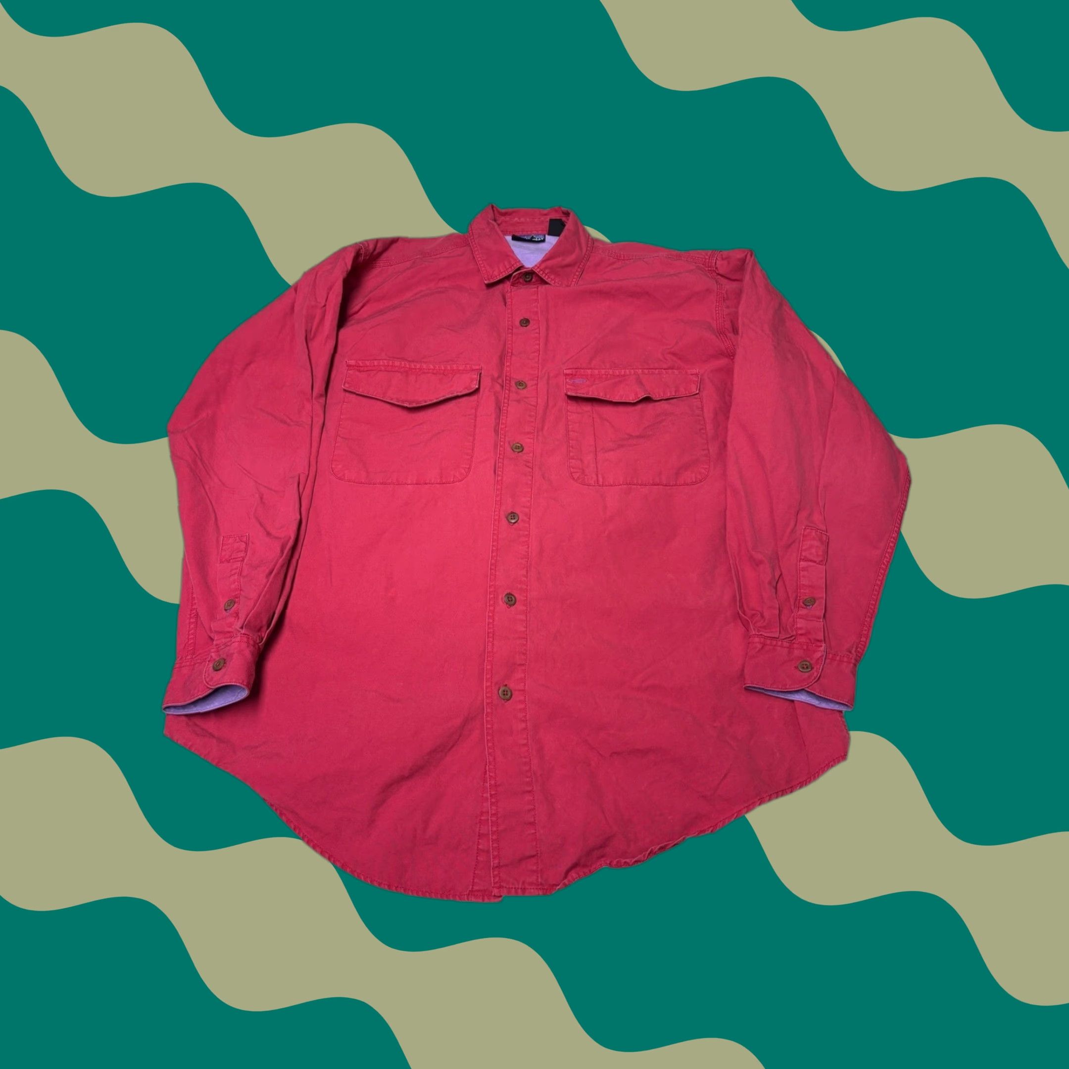 Patagonia VINTAGE Patagonia Mens Large Red Cotton Canvas Long Sleeve Button Down Shirt L Size US L / EU 52-54 / 3 - 1 Thumbnail