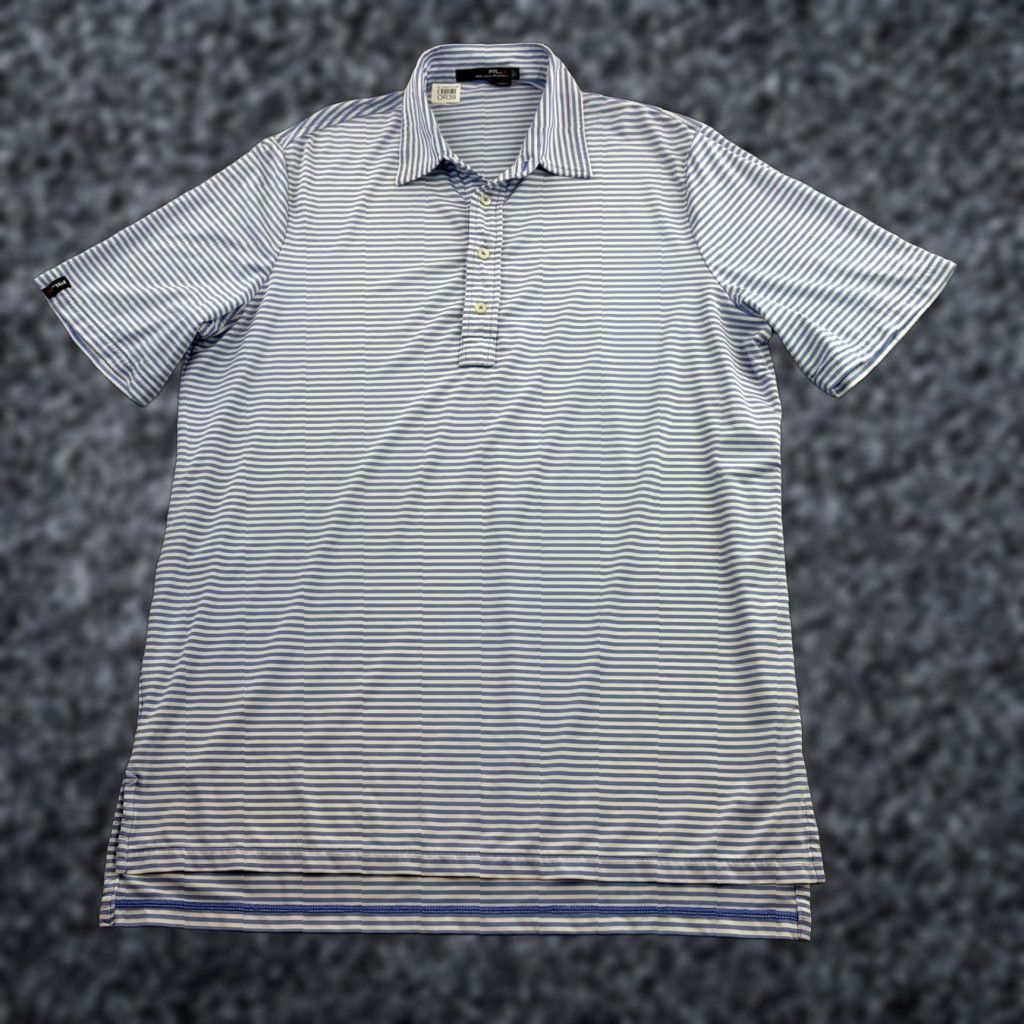 RLX Ralph Lauren RLX Ralph Lauren Polo Shirt Mens Large Blue Stripe Short Sleeve Golf Adult Size US L / EU 52-54 / 3 - 1 Thumbnail