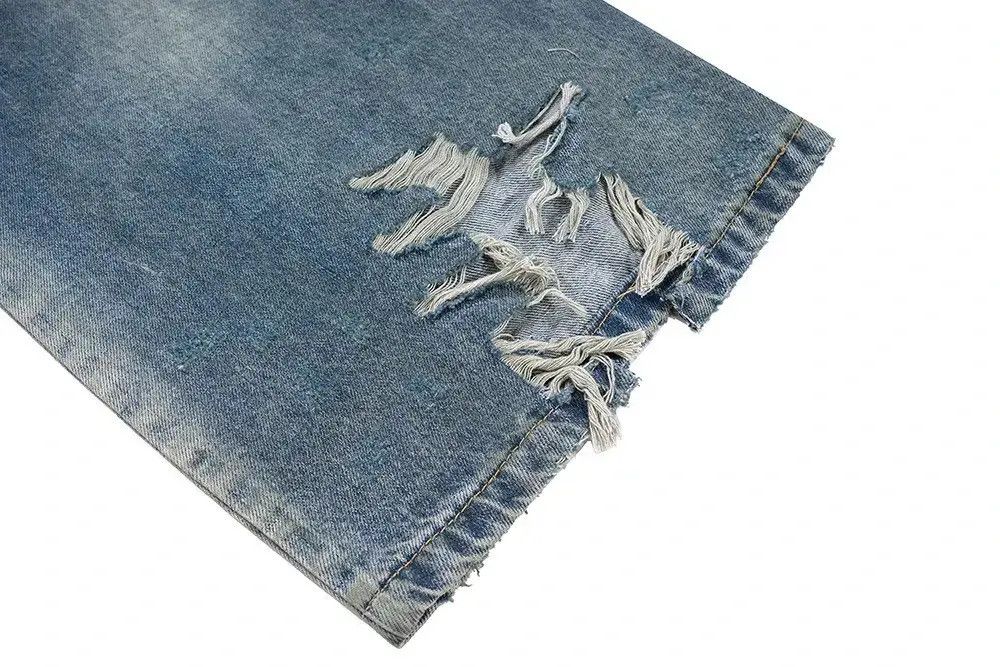 Japanese Brand × Jean Custom Distressed Ripped Hole Baggy Jeans Pants y2k Size US 32 / EU 48 - 7 Thumbnail