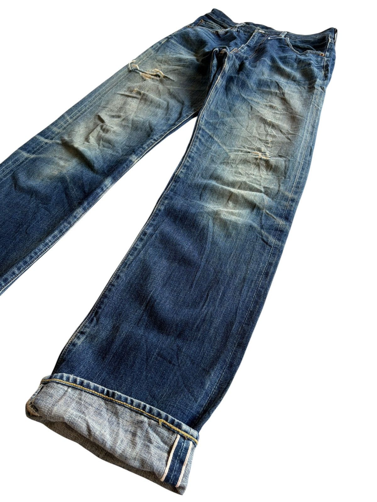 Kapital VINTAGE LEVIS 502 BIG E SELVEDGE RUSTY DISTRESSED DENIM Size US 30 / EU 46 - 9 Thumbnail