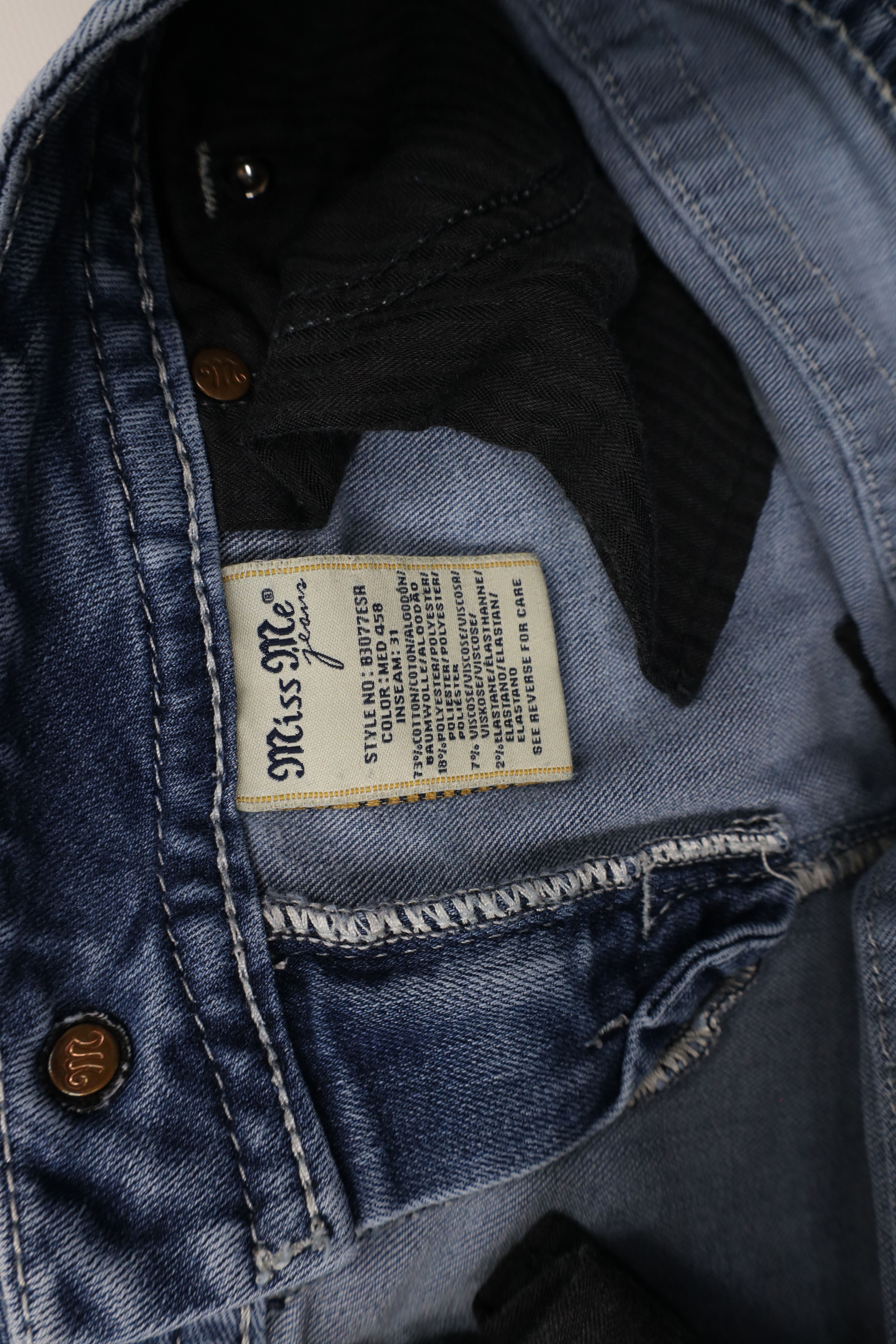 Miss Me × Vintage Miss Me Bling Mid Rise Easy Skinny Leg Denim Jeans Blue Size 27" / US 4 / IT 40 - 8 Thumbnail