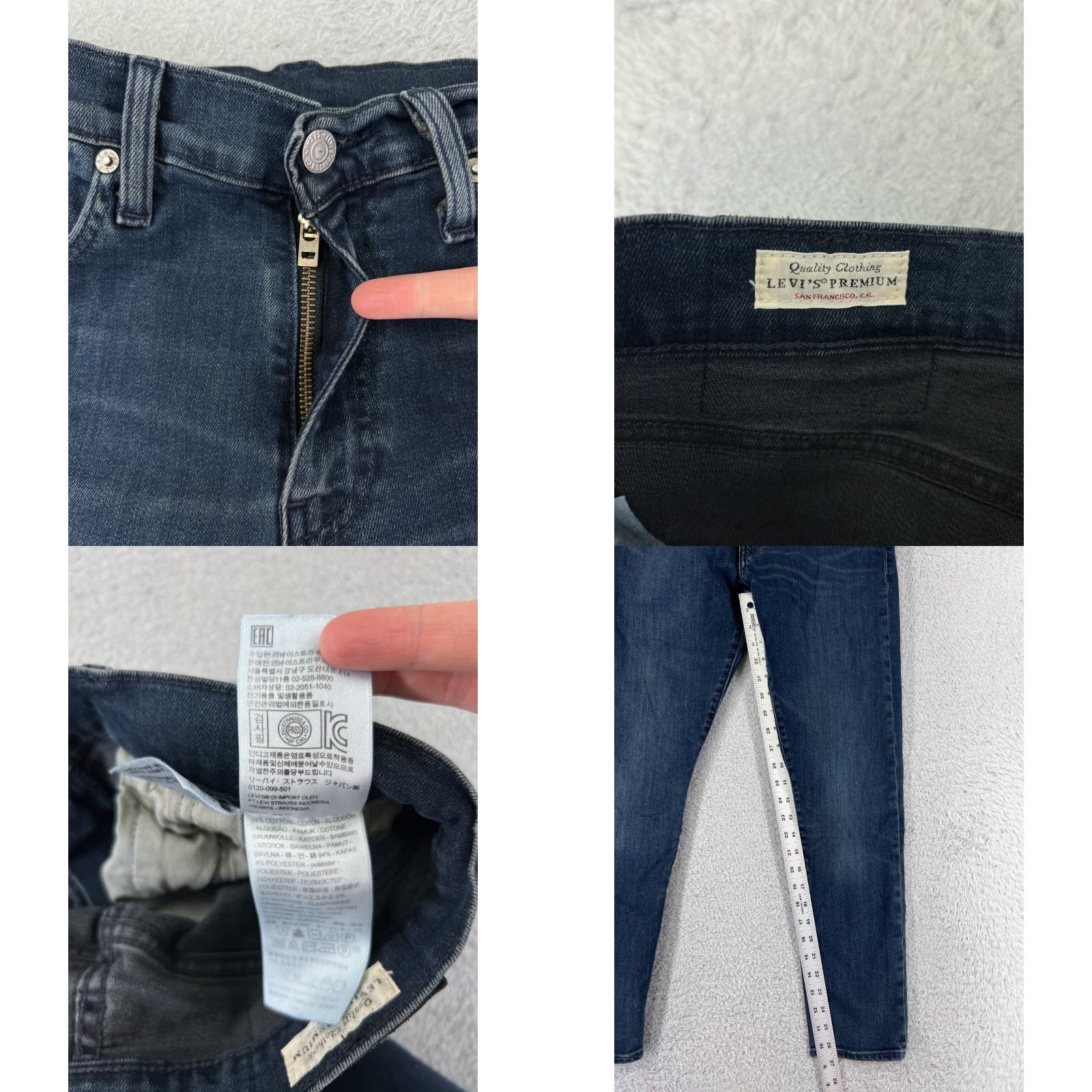Levi's Levis Jeans Adult 29 Blue Denim Slim Taper Big E 512 Cotton Blend 29x31 Size US 29 - 8 Thumbnail