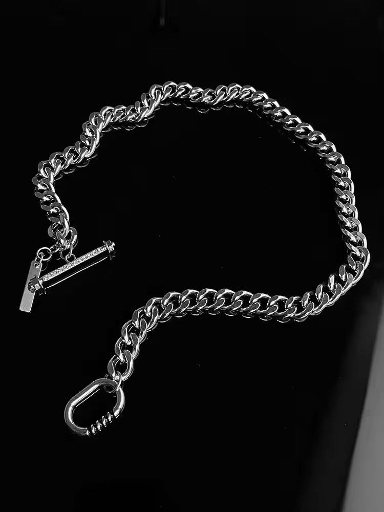 Jewelry × Vintage Hip-Hop thick chain titanium steel ins Necklace Size ONE SIZE - 1 Thumbnail