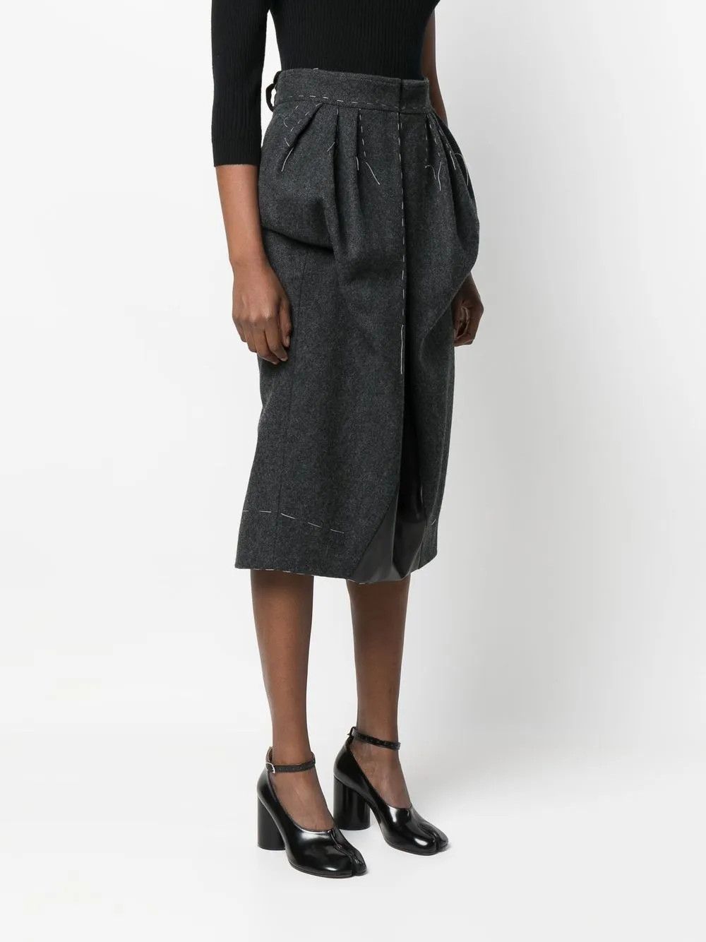 Maison Margiela o1y0625 Midi Skirt in Dark Gray Size 26" / US 2 / IT 38 - 3 Thumbnail