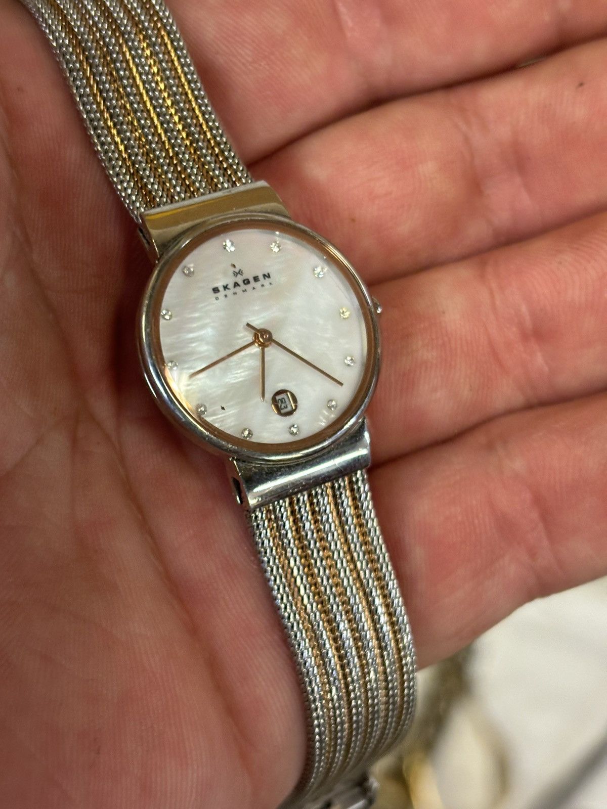 Skagen Skagen Ancher 355SSRS 2-Tone Steel Mesh Watch! New Battery! Size ONE SIZE - 3 Thumbnail