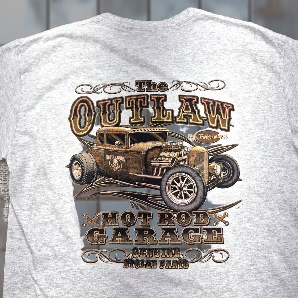 Port & Company Port & Company The Outlaw Hot Rod Garage Shirt Mens Large Gray Route 66 Oatman AZ Graphic Tee Size US L / EU 52-54 / 3 - 1 Thumbnail