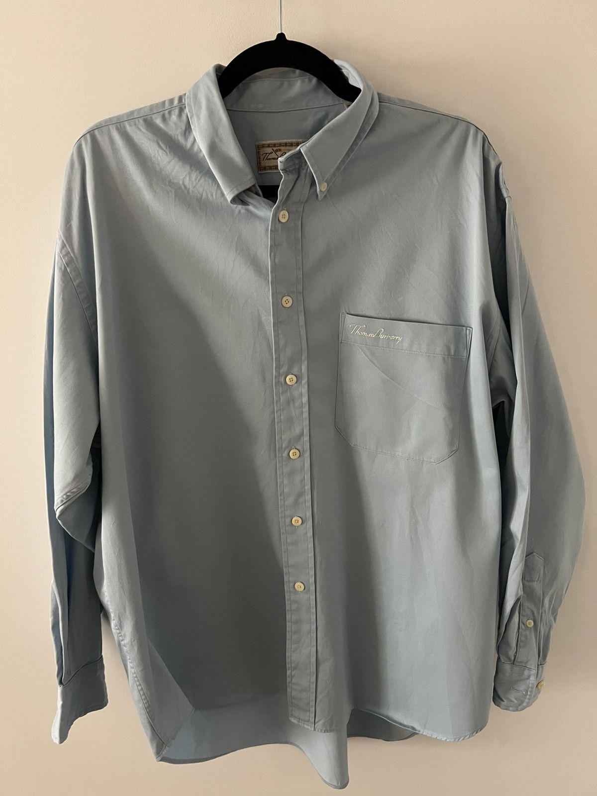 Burberry Vintage Thomas Burberry Light Blue Lon Sleeve Shirt Size US XL / EU 56 / 4 - 1 Thumbnail