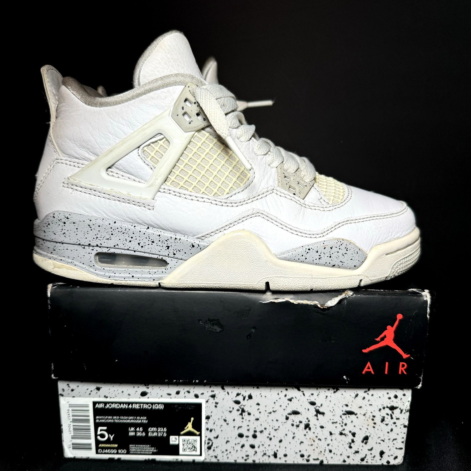 Jordan Brand × Nike Size 5 - Nike Air Jordan 4 Retro GS White Oreo Men's Shoes Size US 5 / EU 37 - 1 Thumbnail