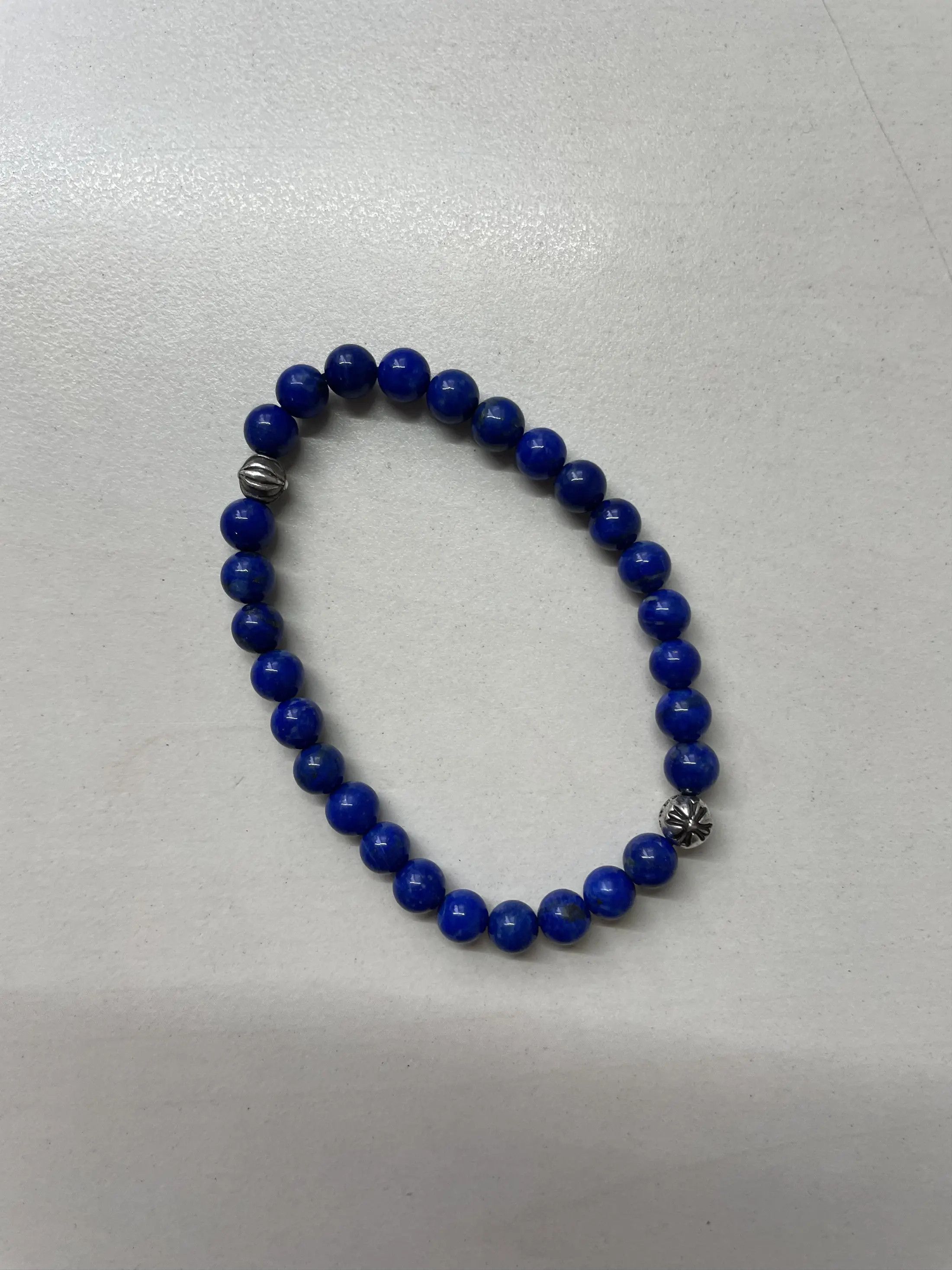 Chrome Hearts Chrome Hearts 6mm Blue Silver Cross Ball Beaded Bracelet Size ONE SIZE - 10 Thumbnail
