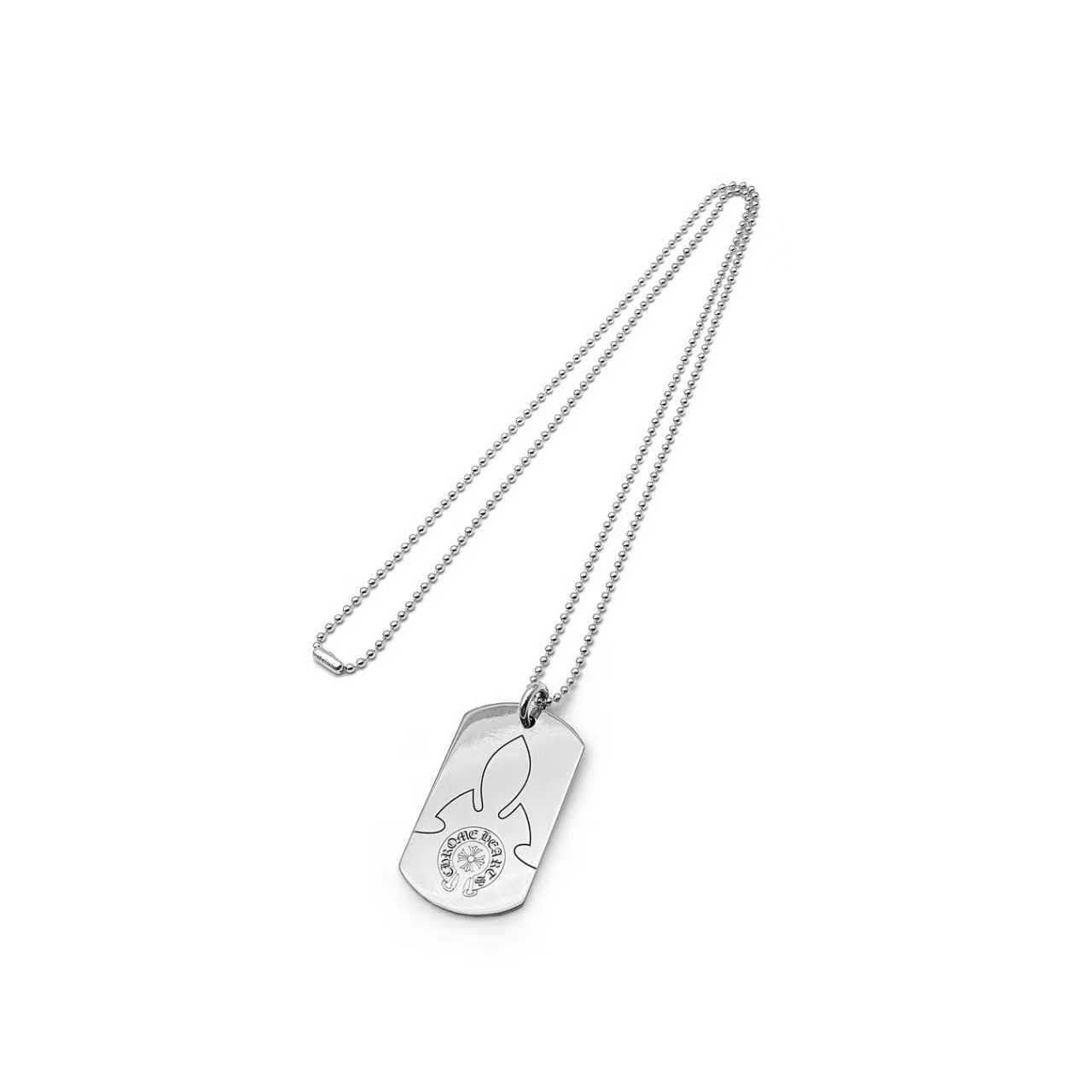 Chrome Hearts Chrome Hearts Silver Fleur Large Dog Tag Necklace Size ONE SIZE - 1 Thumbnail