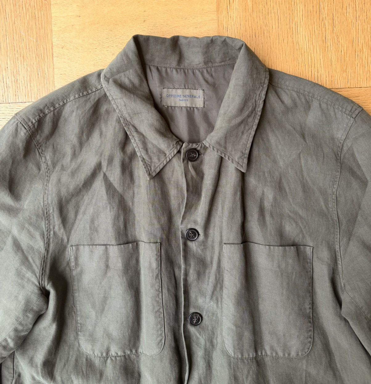 Officine Generale Officine Générale Harrison Linen Cotton Overshirt - Green Size US M / EU 48-50 / 2 - 3 Thumbnail