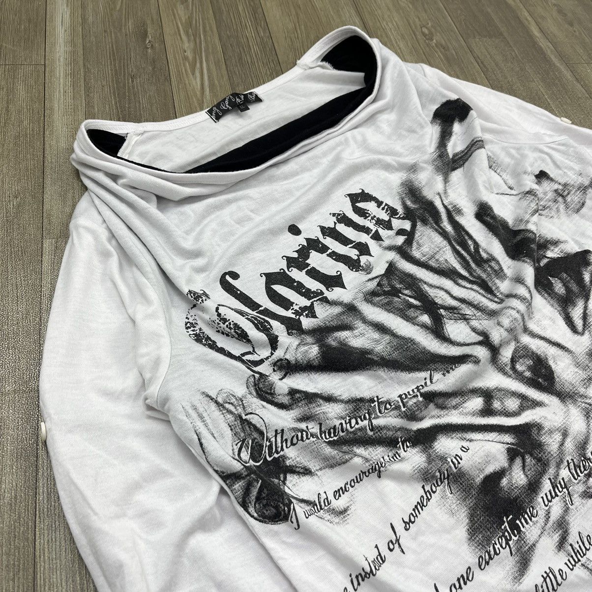 If Six Was Nine × Japanese Brand × Le Grande Bleu (L.G.B.) Y2K GangBster Poem Gothic Punk Style LongSleeve Ifsixwasnine Size US L / EU 52-54 / 3 - 9 Thumbnail