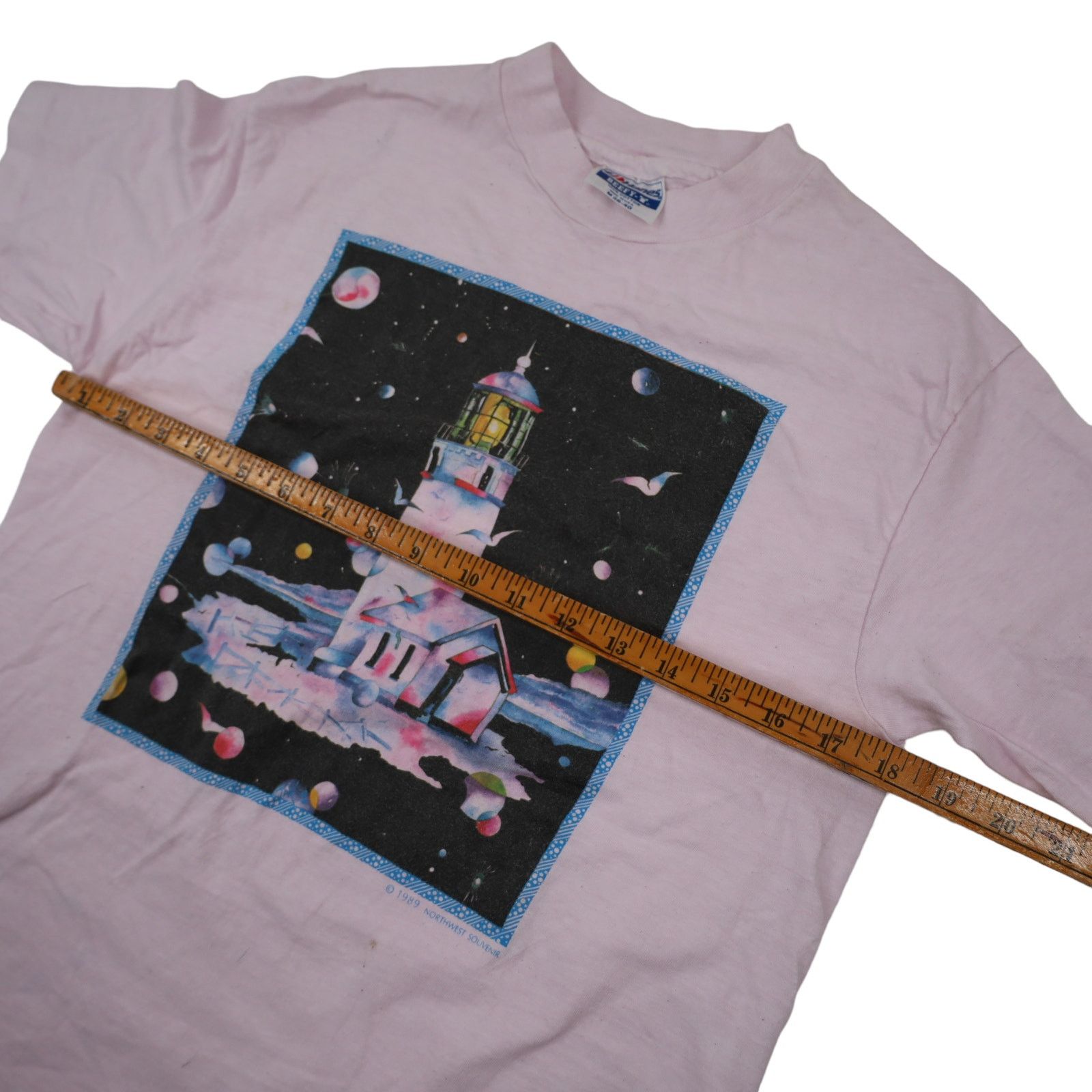 Hanes × Vintage Vintage Cosmic Lighthouse Graphic T Shirt Size US M / EU 48-50 / 2 - 7 Thumbnail