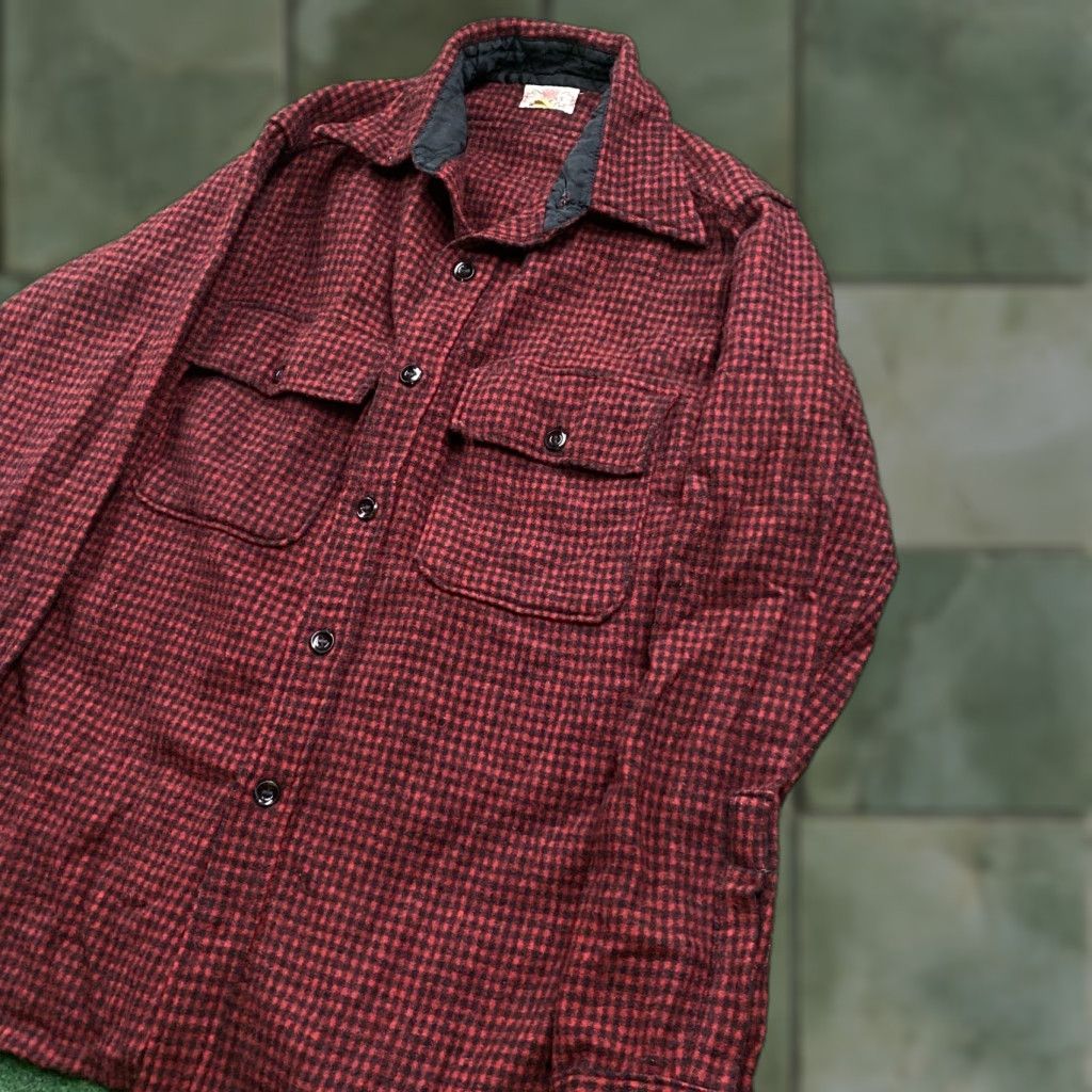 Vintage VINTAGE Brent Wool Flannel Shirt Mens M Red Black Plaid 50S 60S Button Up Long Sleeve Collared Woolendeavor? Size US M / EU 48-50 / 2 - 1 Thumbnail