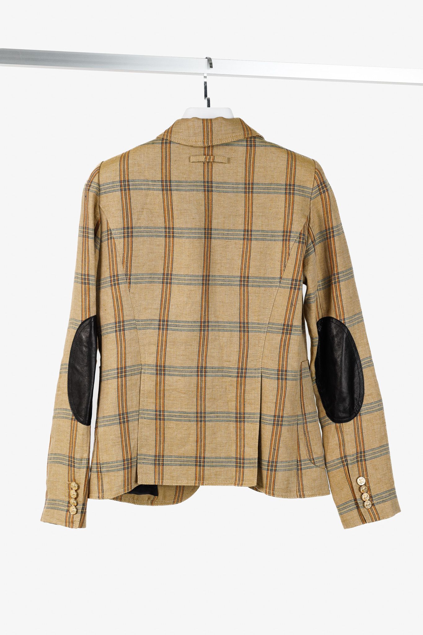 SMYTHE Smythe Patch Pocket Duchess Plaid Leather-Elbow-Patch Blazer Size M / US 6-8 / IT 42-44 - 2 Thumbnail
