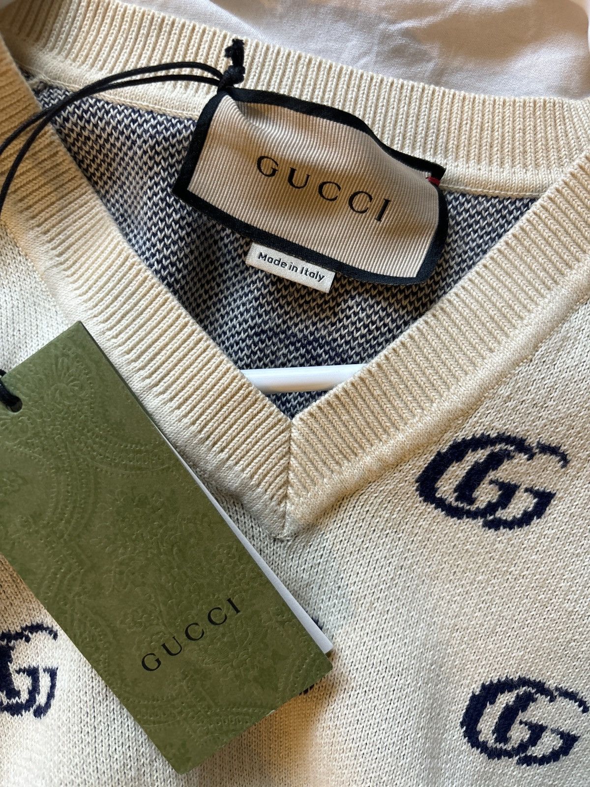 Gucci Gucci v neck monogram sweater Size US M / EU 48-50 / 2 - 3 Thumbnail