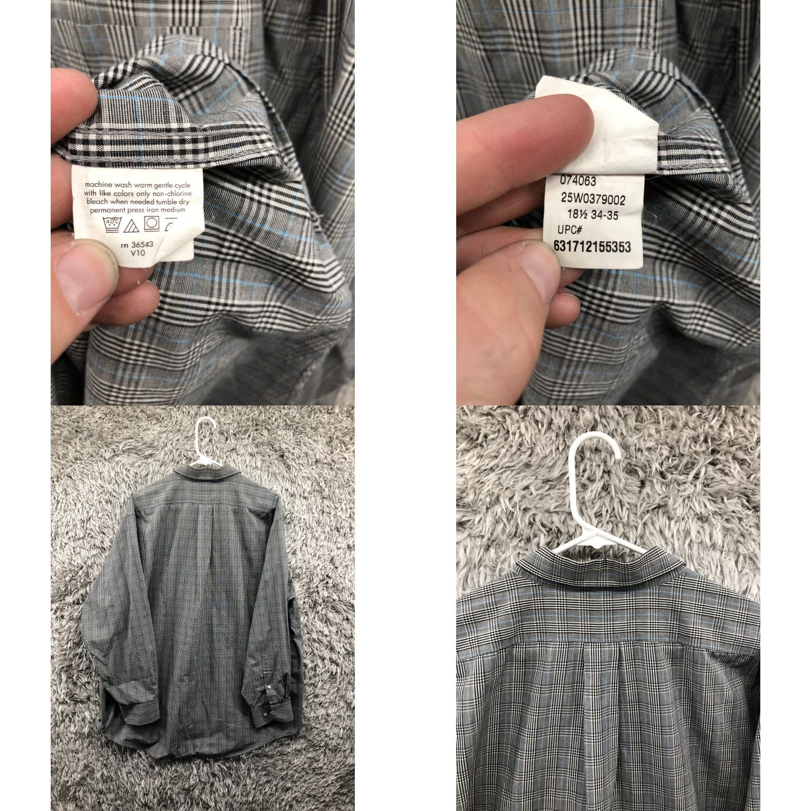 Chaps Chaps Shirt XXL Mens Gray Plaid Long Sleeve Button-Down Collar Shirt Size US XXL / EU 58 / 5 - 8 Thumbnail