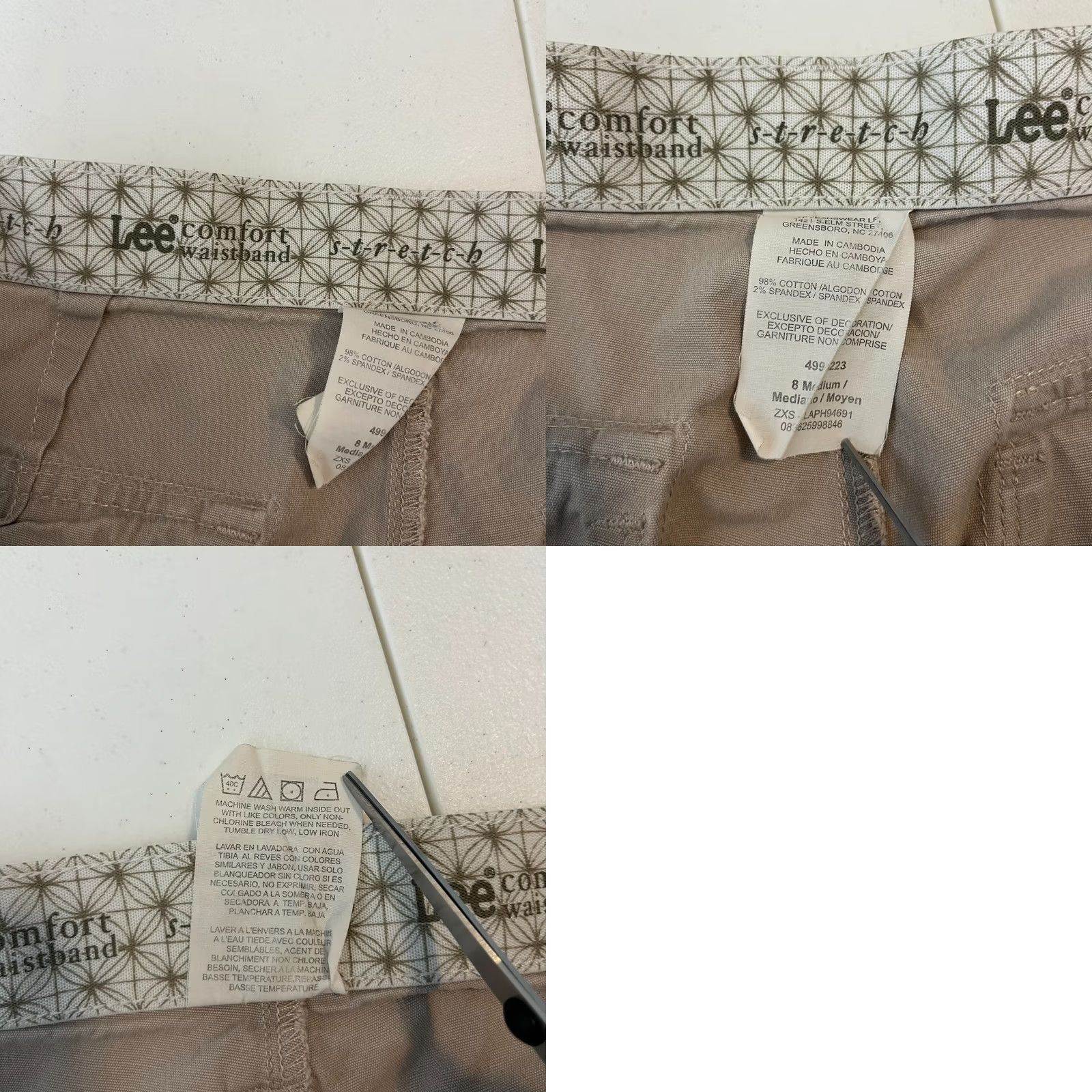 Lee Lee Capri Pants Women's Regular Beige Pockets Capri 20.5in Inseam Mid Rise 9.5in Straight 31 Waist Cotton Blend Beach Casual 2000s Size 32" / US 10 / IT 46 - 8 Thumbnail