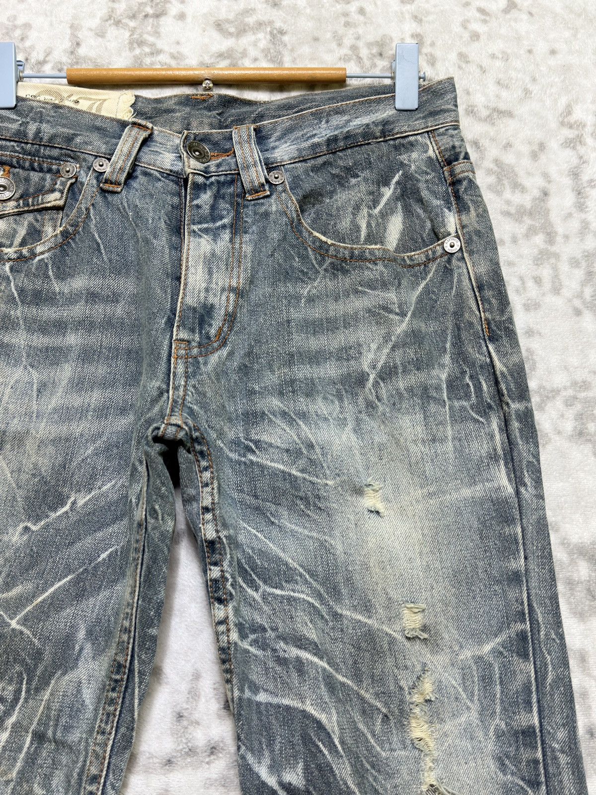 Tornado Mart Antful Distressed Flare Y2K Mud Wash Lightning Whisker Denim Size US 29 - 5 Thumbnail