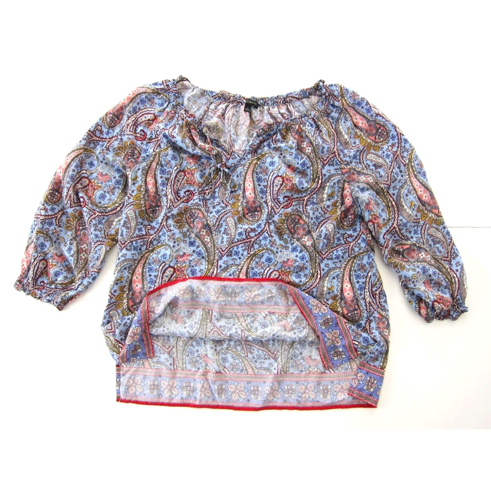 Talbots Talbots Blouse Shirt Womens 3/4 Sleeve Tunic Floral Blue 100% Rayon Small Size S / US 4 / IT 40 - 5 Thumbnail