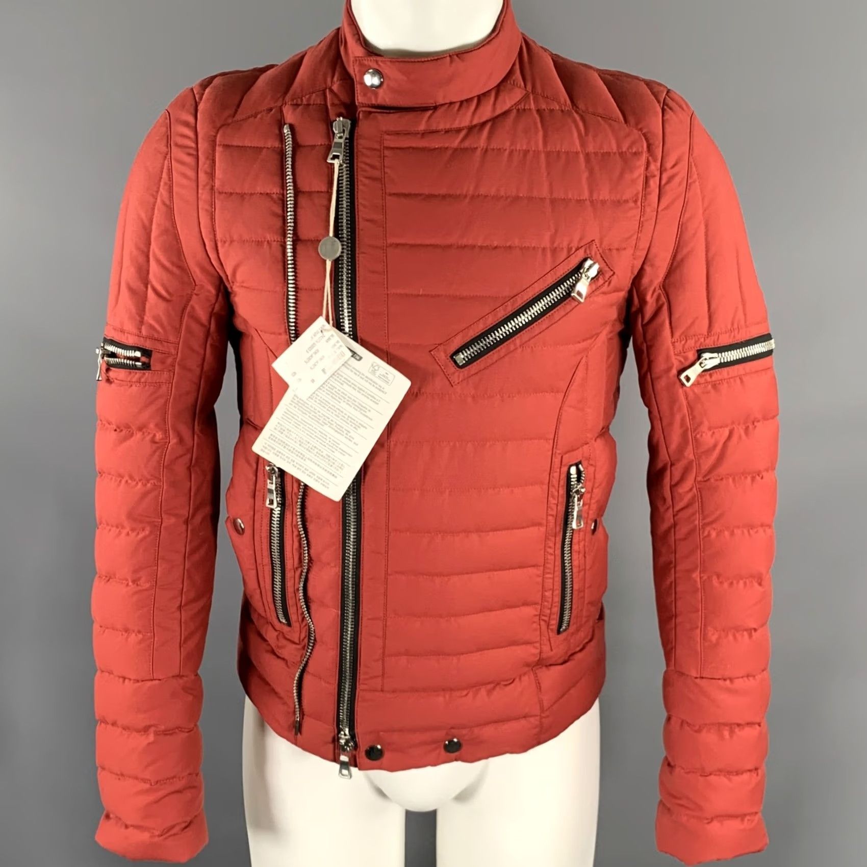 Balmain BALMAIN Size S Red Brick Cotton Polyamide Quilted Jacket Mens Jacket Size US S / EU 44-46 / 1 - 2 Thumbnail