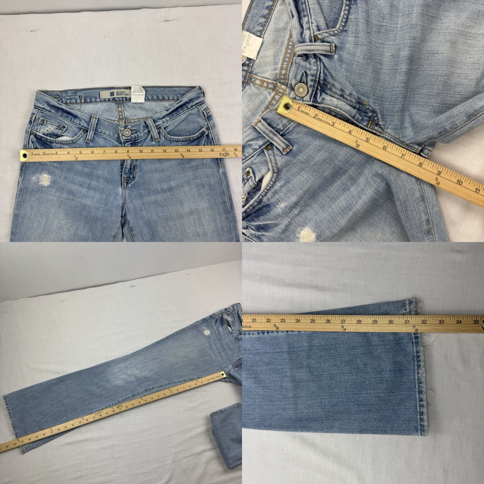 Gap VINTAGE Gap Jeans Womens Bootcut Regular 2 Blue 31.5in 90s Y2K Hipster Punk Straight Rise Low Inseam 6.5-8.5in Zip Solid"} Size 26" / US 2 / IT 38 - 8 Thumbnail