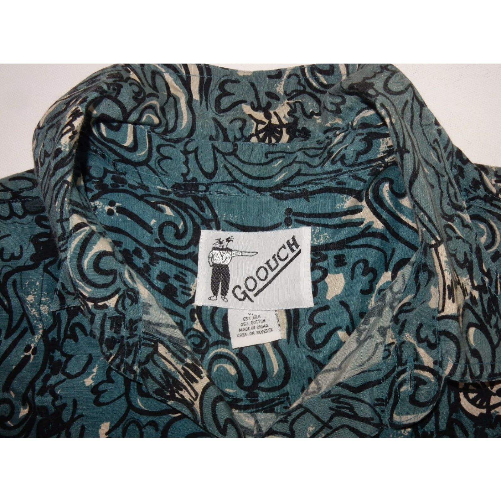 Vintage VINTAGE Goouch Shirt Adult XL Blue Silk Blend Button-Front Short Sleeve - Mens Size US XL / EU 56 / 4 - 4 Thumbnail